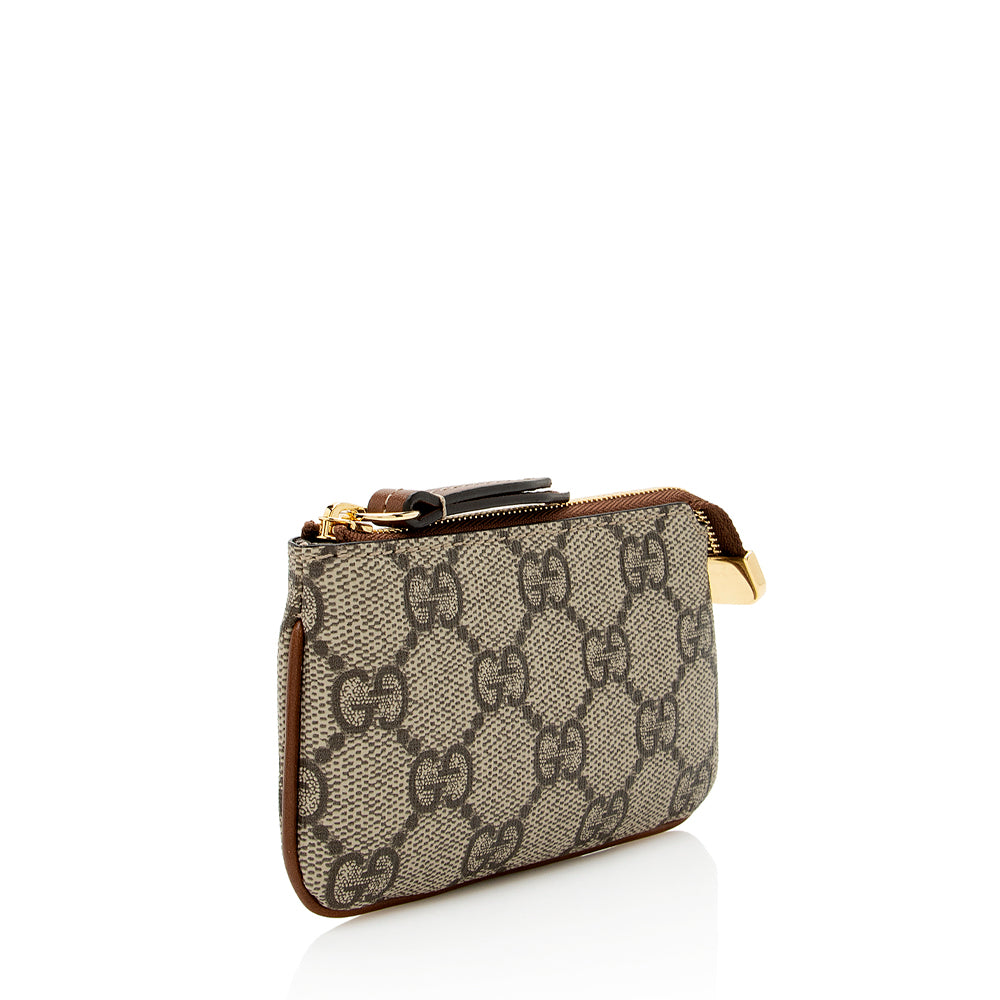Gucci GG Supreme Key Pouch SHF Leather Canvas Brown Beige Accessory