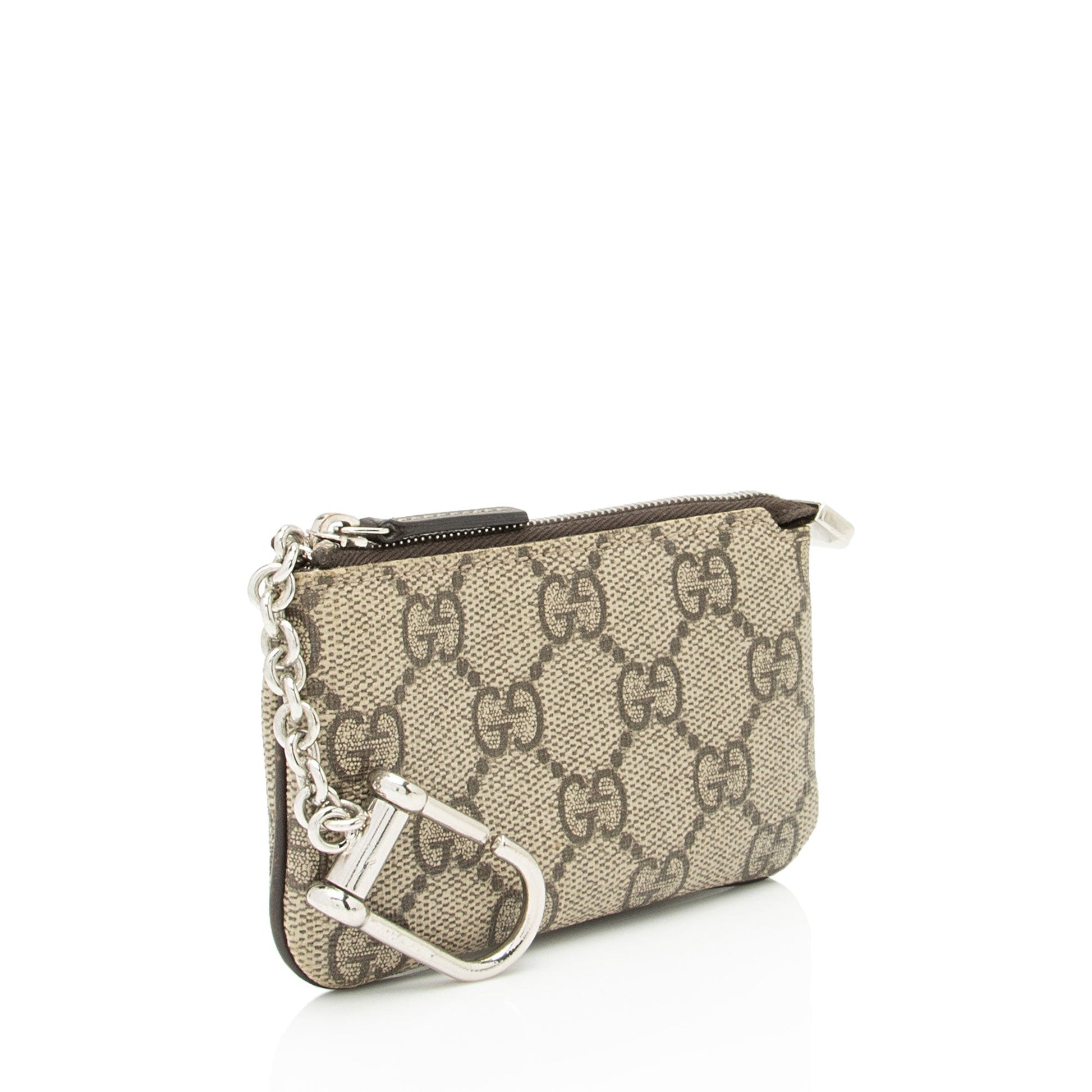 Gucci GG Supreme Key Pouch SHF-BrByDR Leather Canvas Brown Beige Accessory