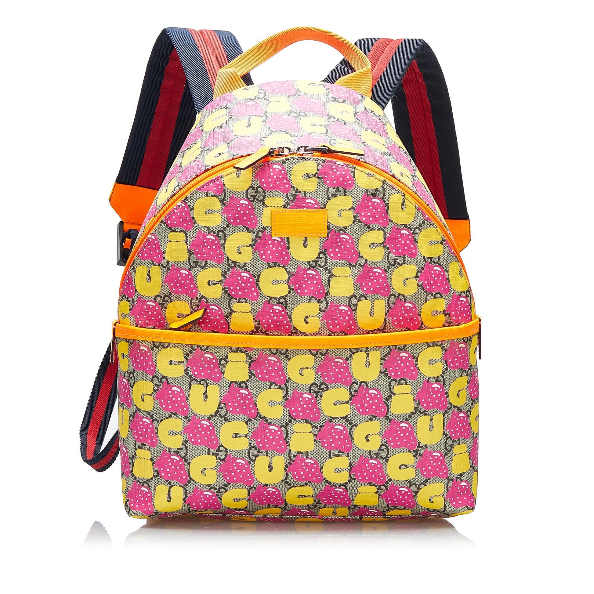 Gucci GG Supreme Kids Strawberry Backpack Canvas Pink