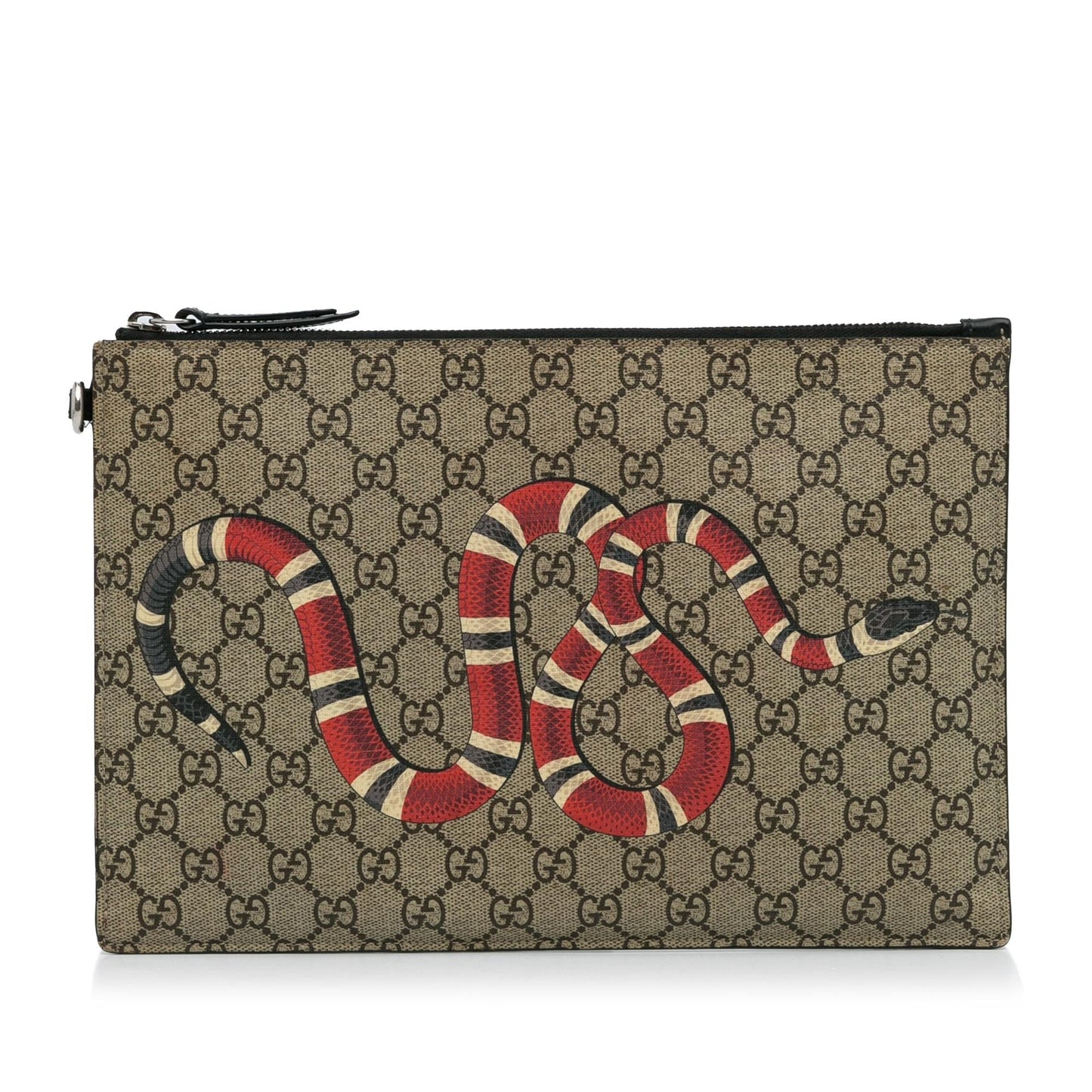 Gucci GG Supreme Kingsnake SHG-qHejCL Canvas Brown Clutch Bag