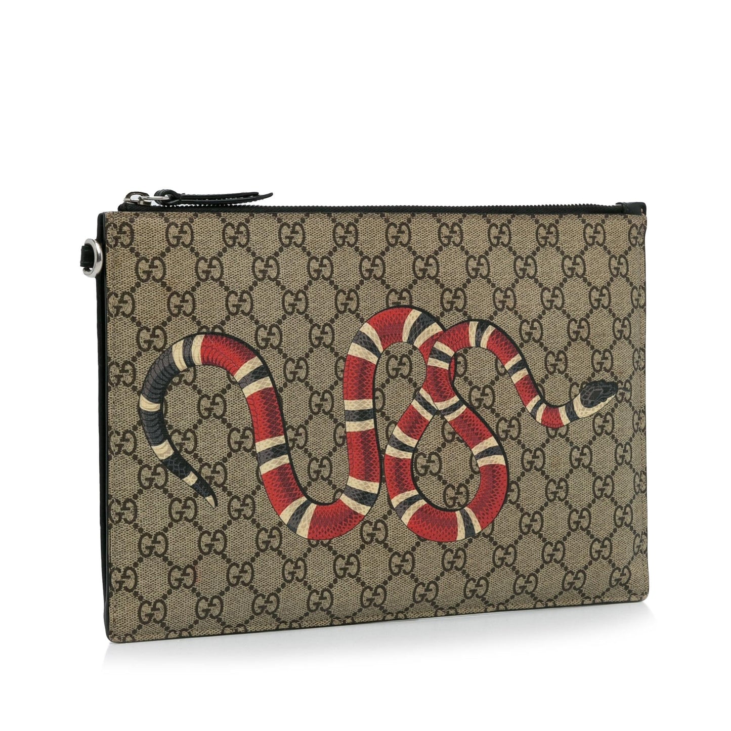 Gucci GG Supreme Kingsnake SHG-qHejCL Canvas Brown Clutch Bag