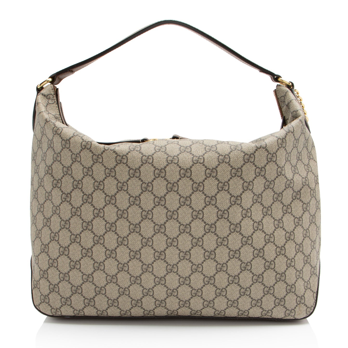 Gucci GG Supreme SHF-h1429a Leather Canvas Brown Large Shoulder Bag