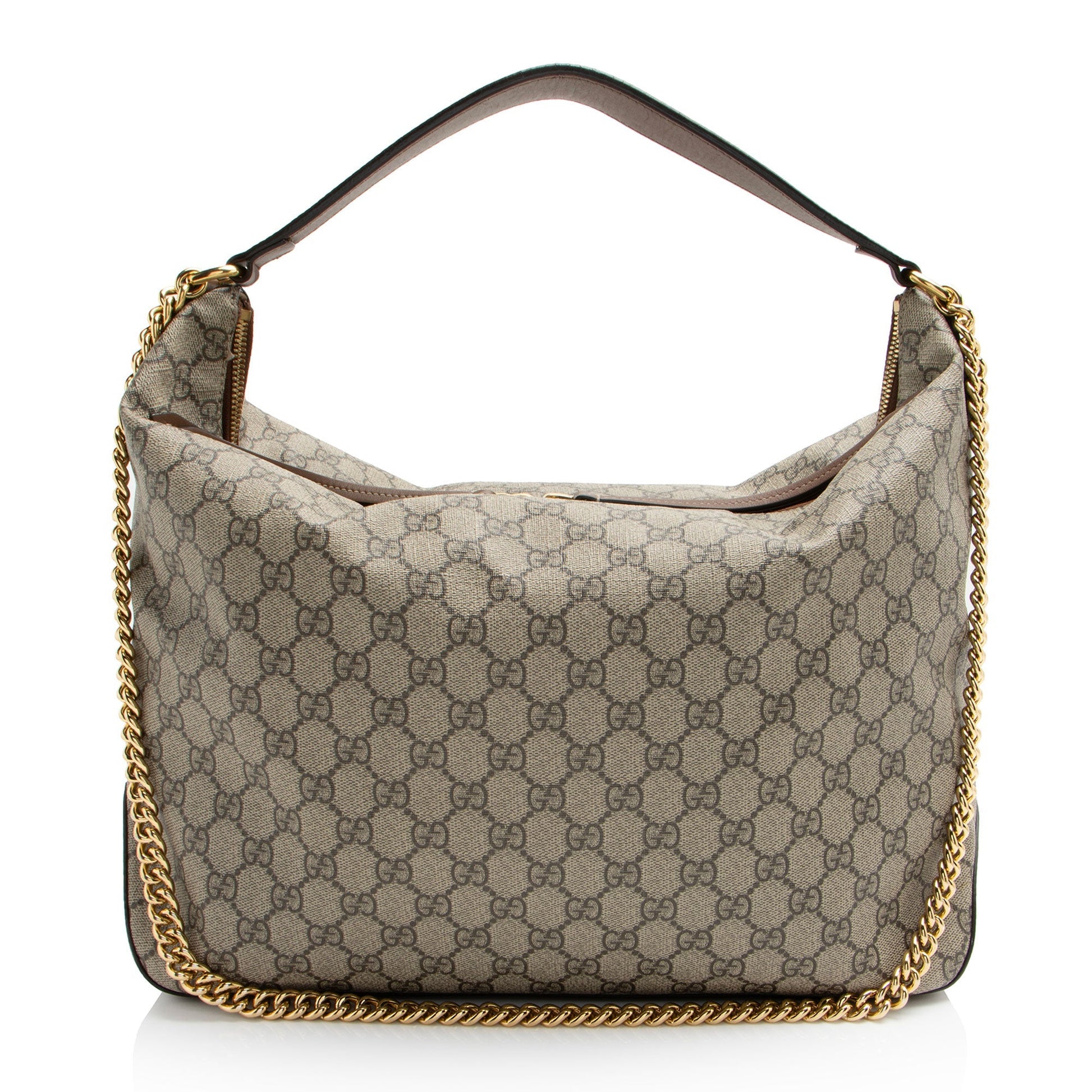 Gucci GG Supreme SHF-h1429a Leather Canvas Brown Large Shoulder Bag