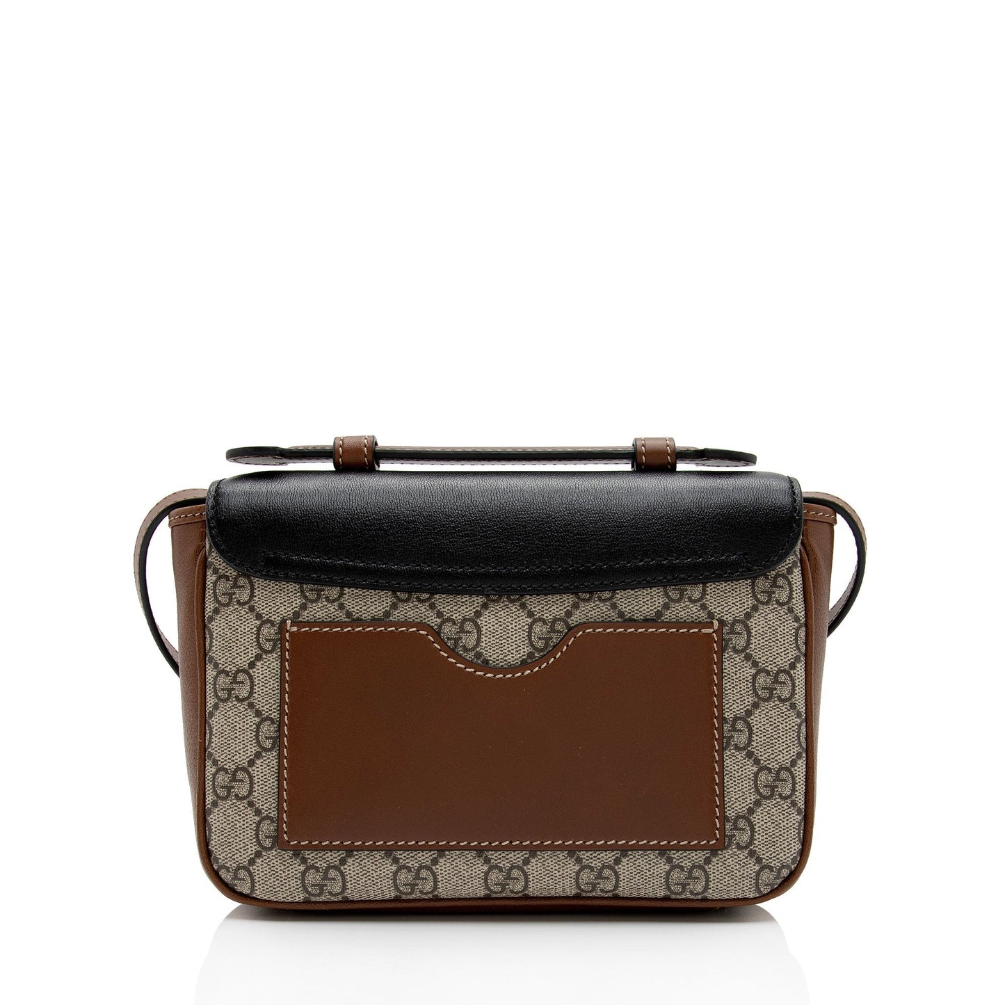 Gucci GG Supreme Padlock SHF-xCSti7 Leather Canvas Black Brown Crossbody Bag