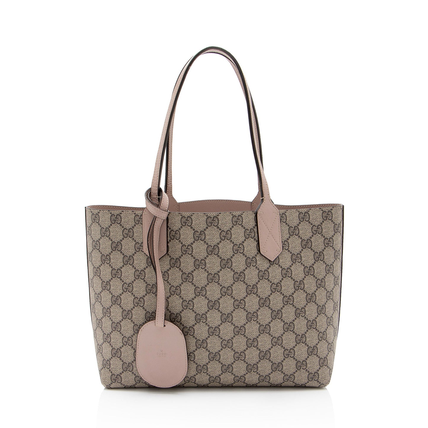 Gucci GG Supreme Reversible SHF-zpwKGA Leather Canvas Brown Pink Tote Bag