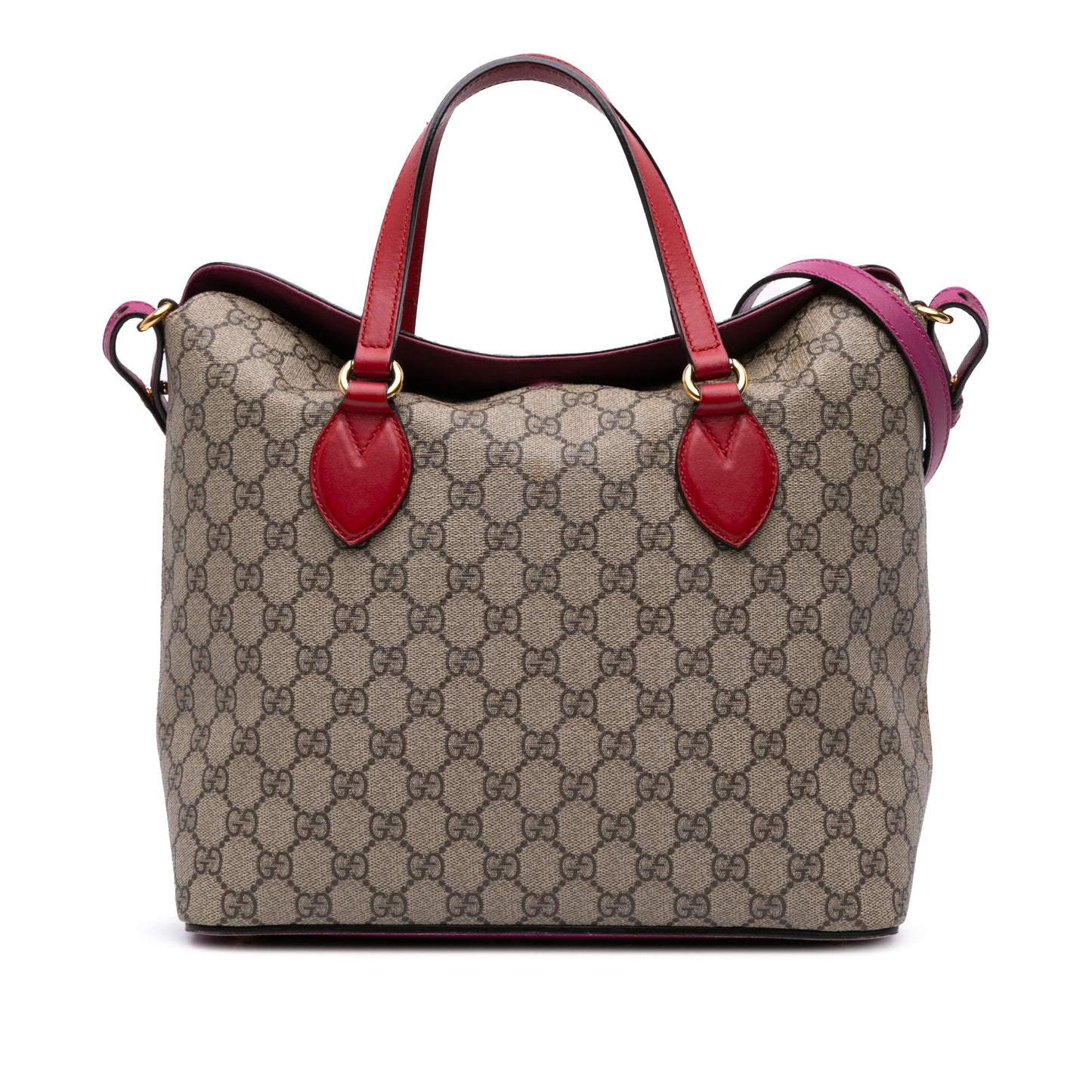 Gucci GG Supreme Linea A Foldover Canvas Calf Brown Tote Bag