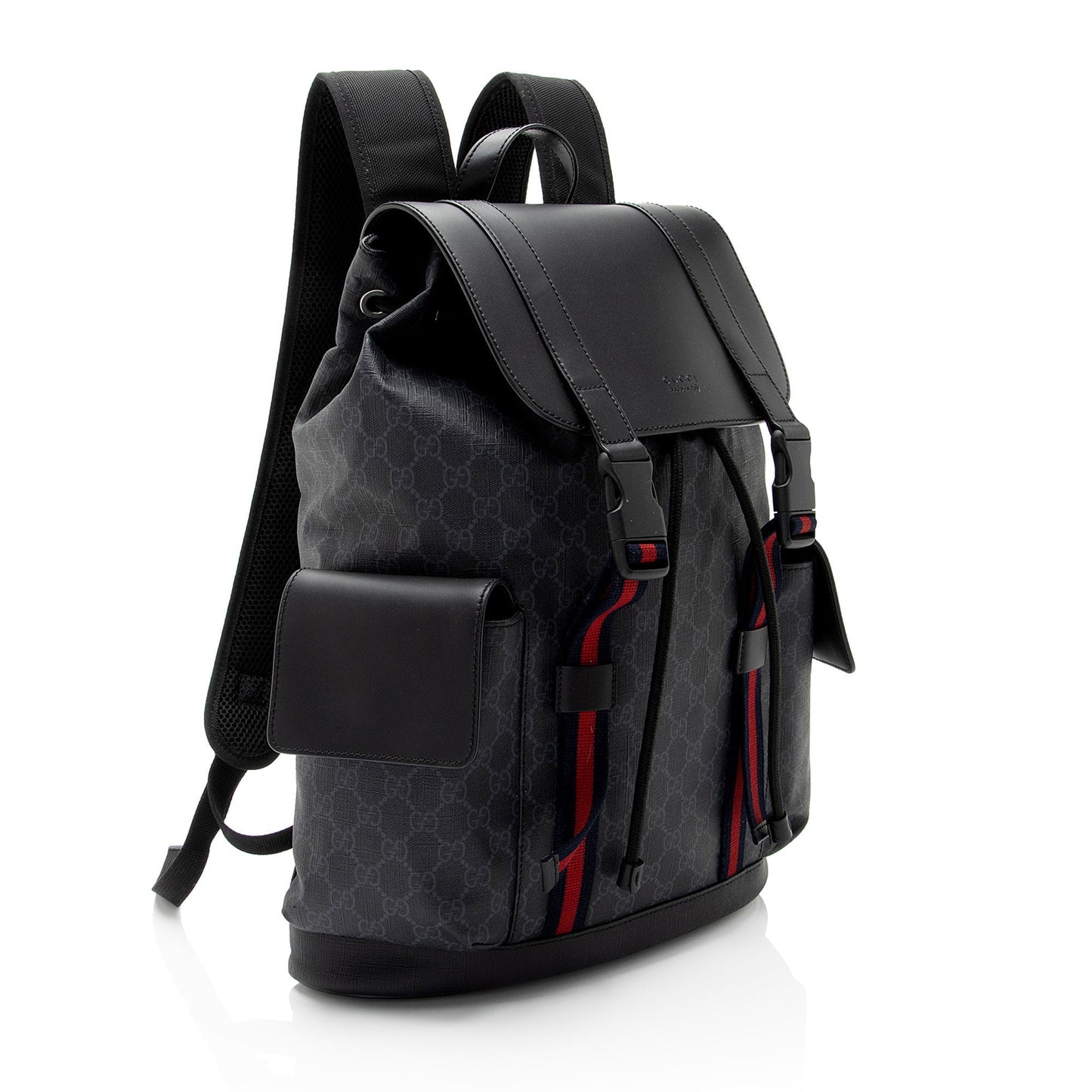 Gucci GG Supreme Flap Backpack SHF-NNj9Jx Leather Canvas Nylon Black Shoulder Bag