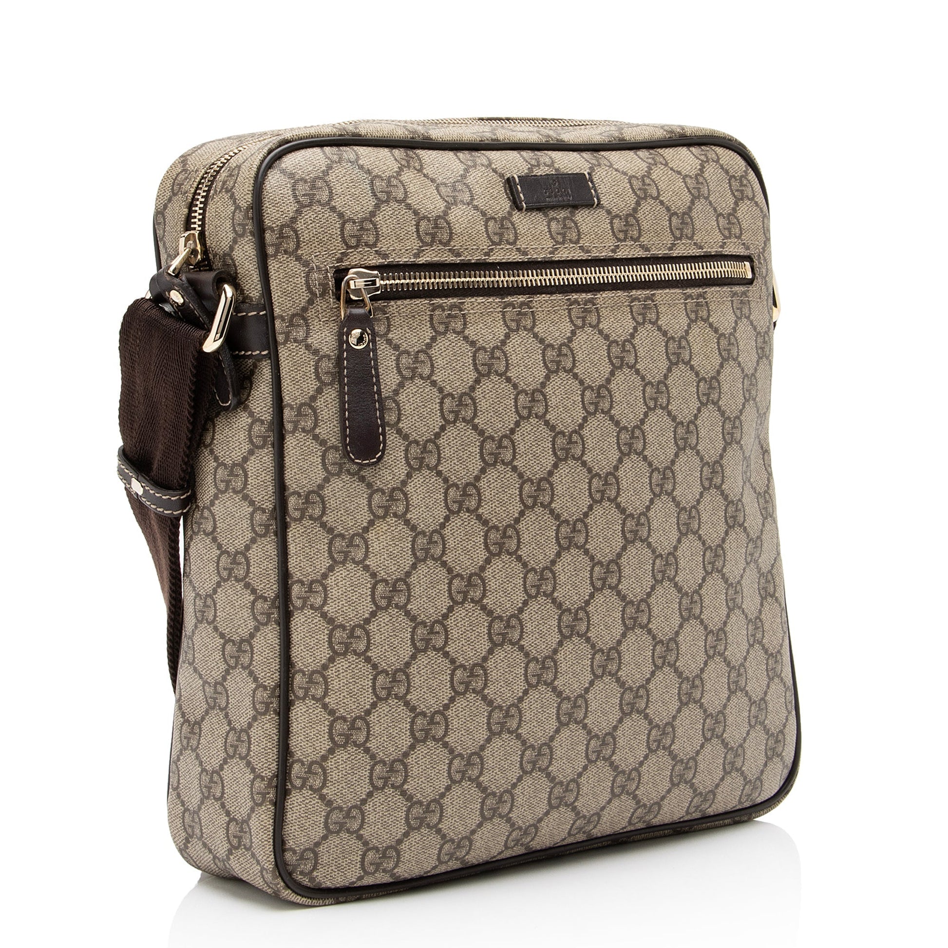 Gucci GG Supreme Messenger SHF Leather Canvas Nylon Brown Shoulder Bag
