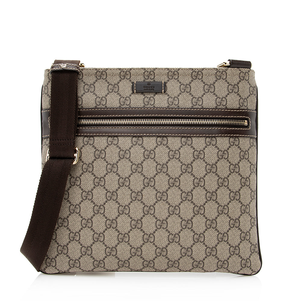 Gucci GG Supreme Messenger SHF Leather Canvas Brown Beige Shoulder Bag