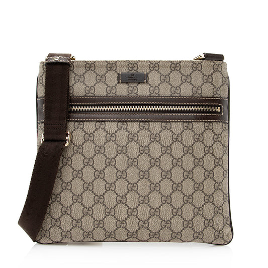 Gucci GG Supreme Messenger SHF Leather Canvas Brown Beige Shoulder Bag