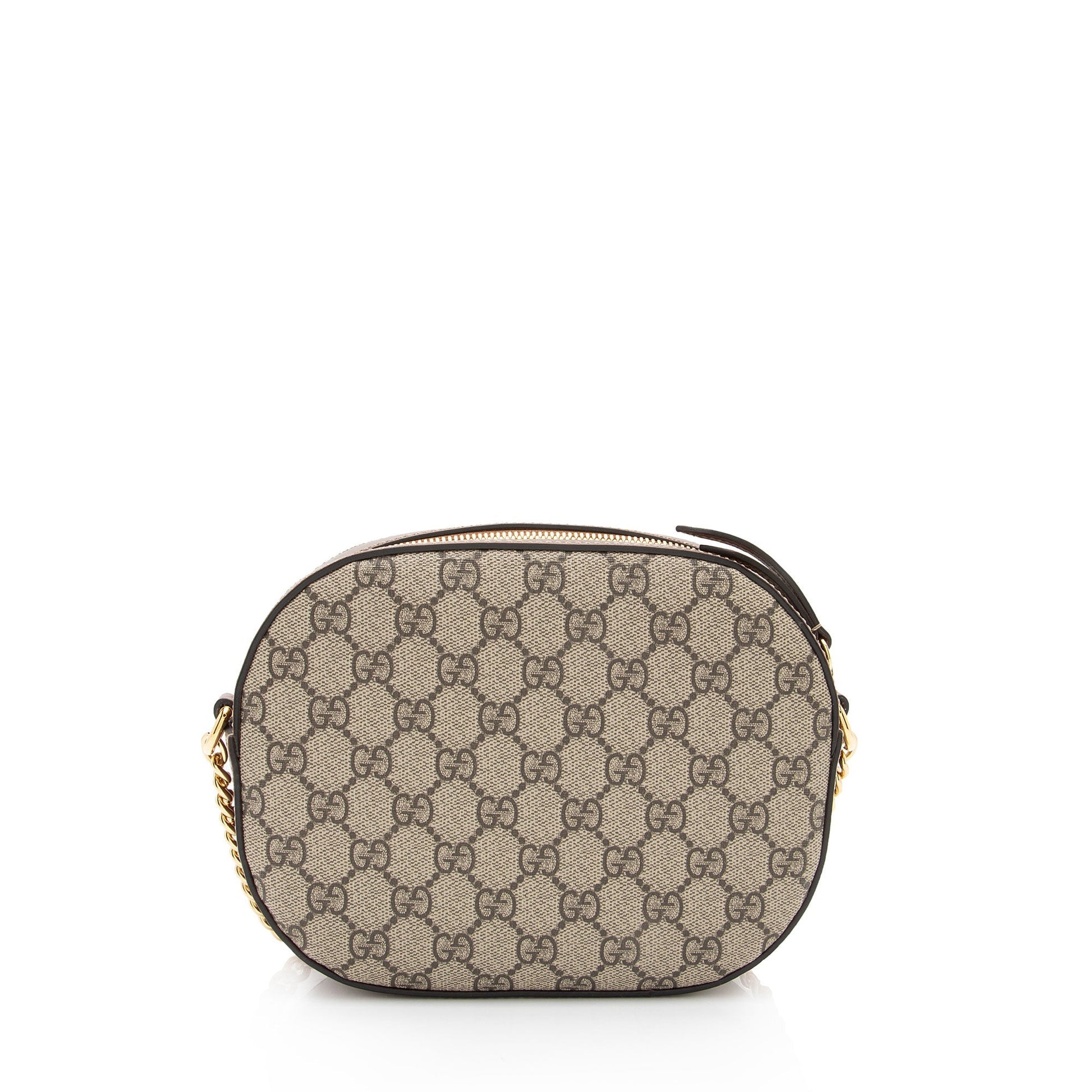 Gucci GG Supreme Chain SHF-ln23nV Leather Canvas Brown Beige Crossbody Bag
