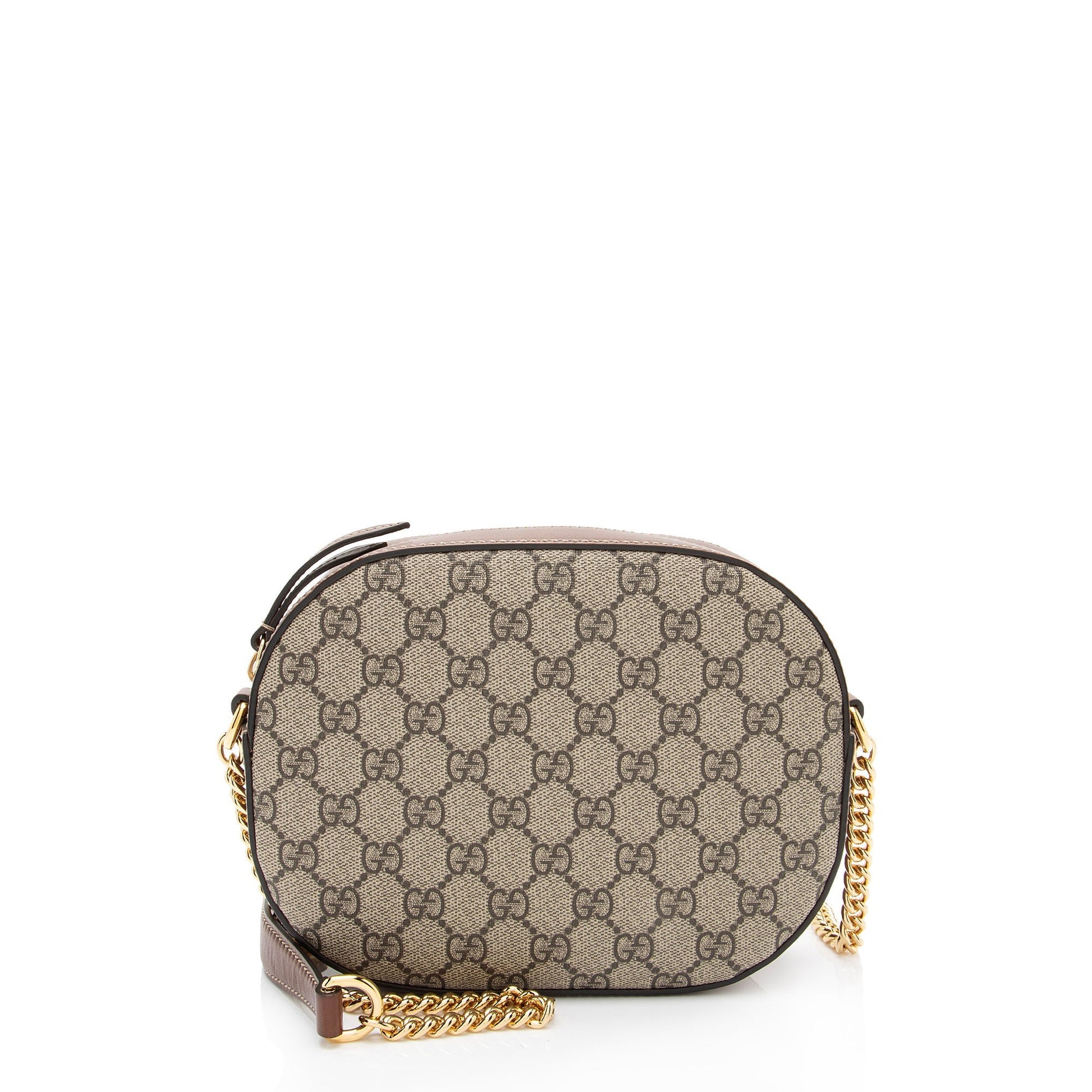 Gucci GG Supreme Chain SHF-ln23nV Leather Canvas Brown Beige Crossbody Bag