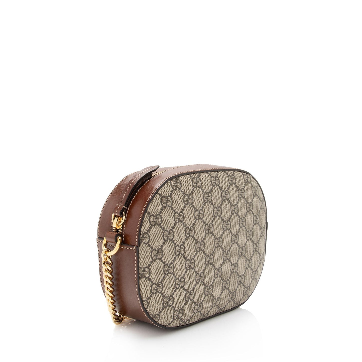 Gucci GG Supreme Chain SHF-ln23nV Leather Canvas Brown Beige Crossbody Bag