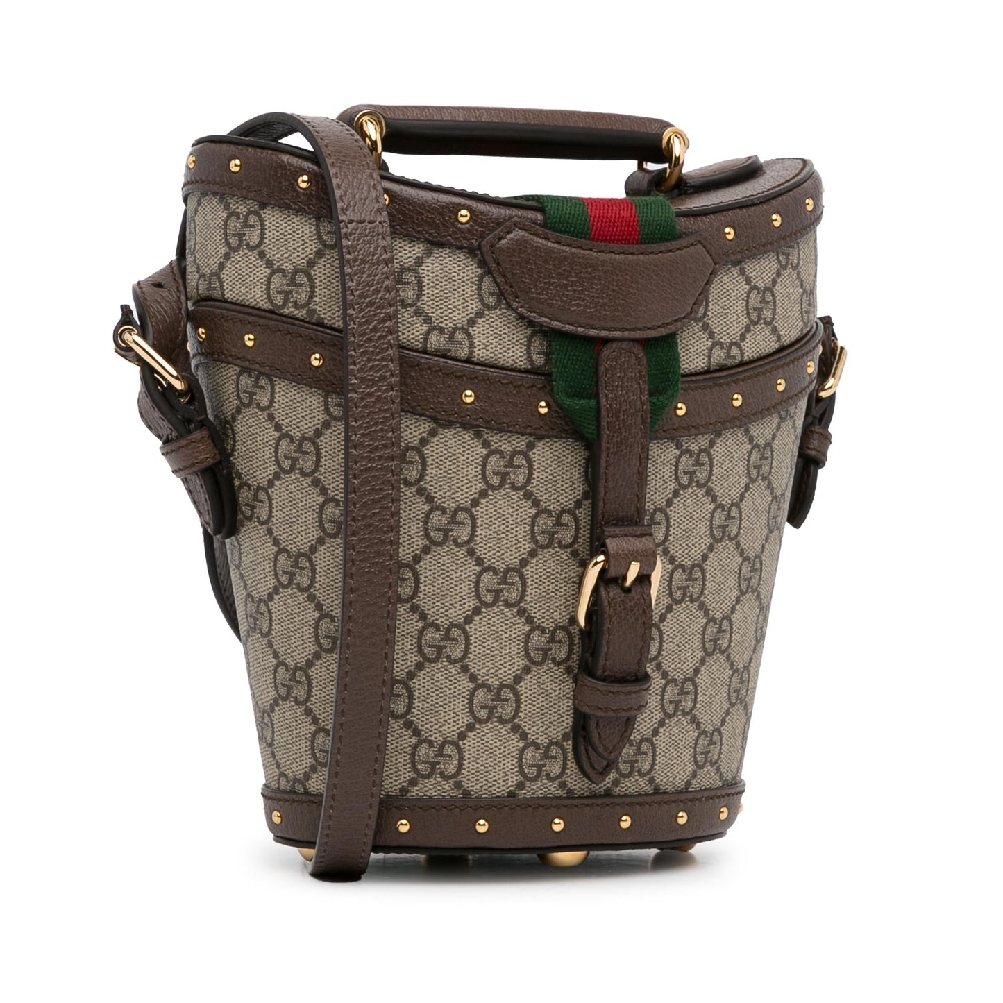 Gucci GG Supreme Hat Case SHG-3ngRUE Canvas Brown Mini Satchel Bag