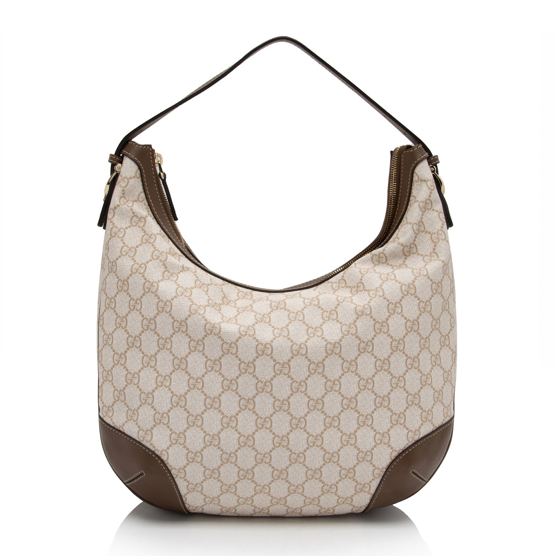 Gucci GG Supreme Nice SHF-O8S24J Leather Canvas Brown Beige Shoulder Bag