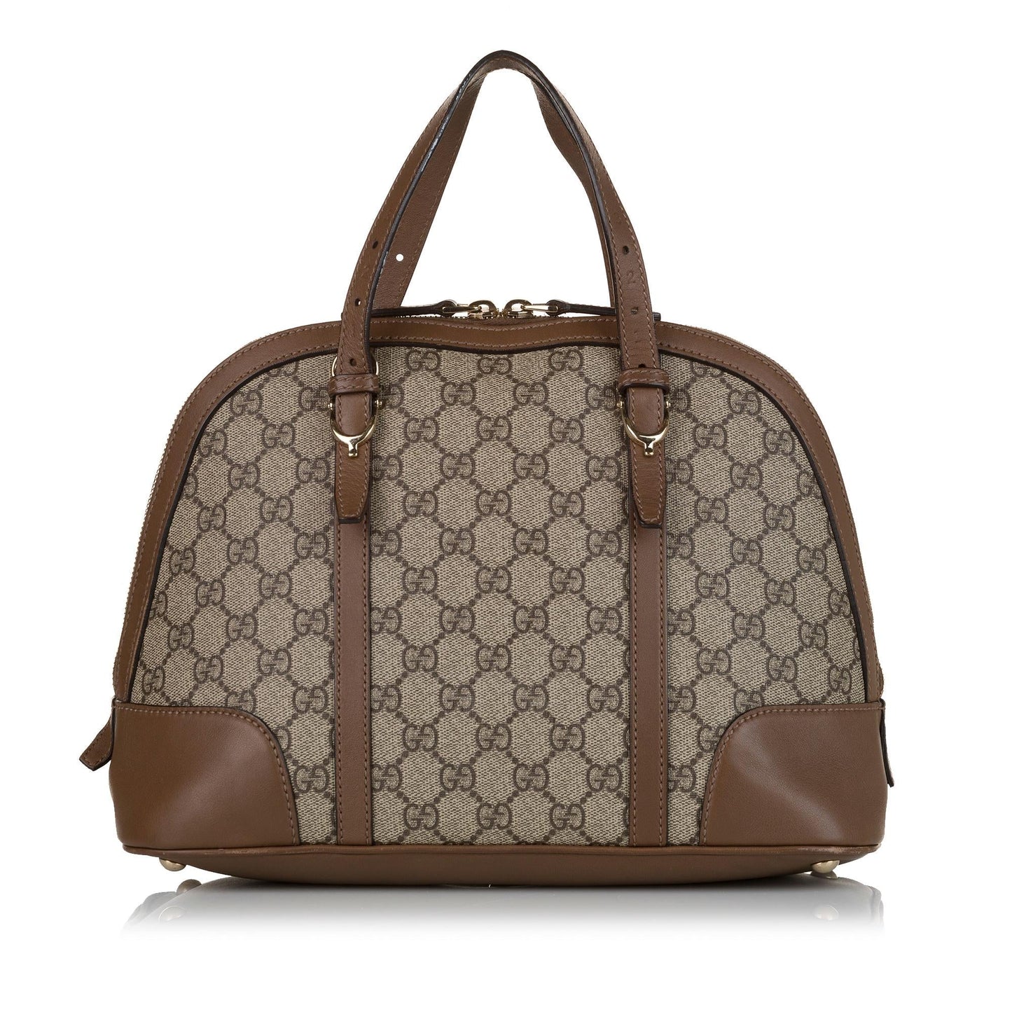 Gucci GG Supreme Nice SHG Canvas Calf Brown Satchel Bag