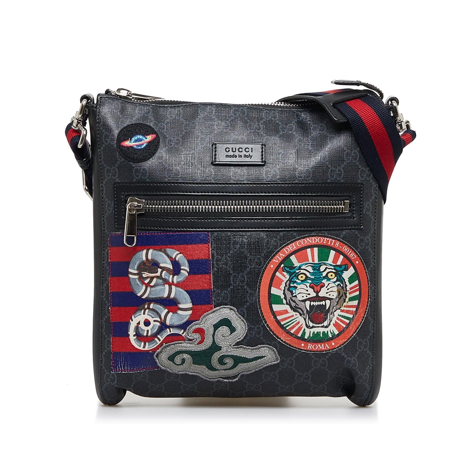 Gucci GG Supreme Night Courier SHG-2BMRhr Canvas Brown Crossbody Bag