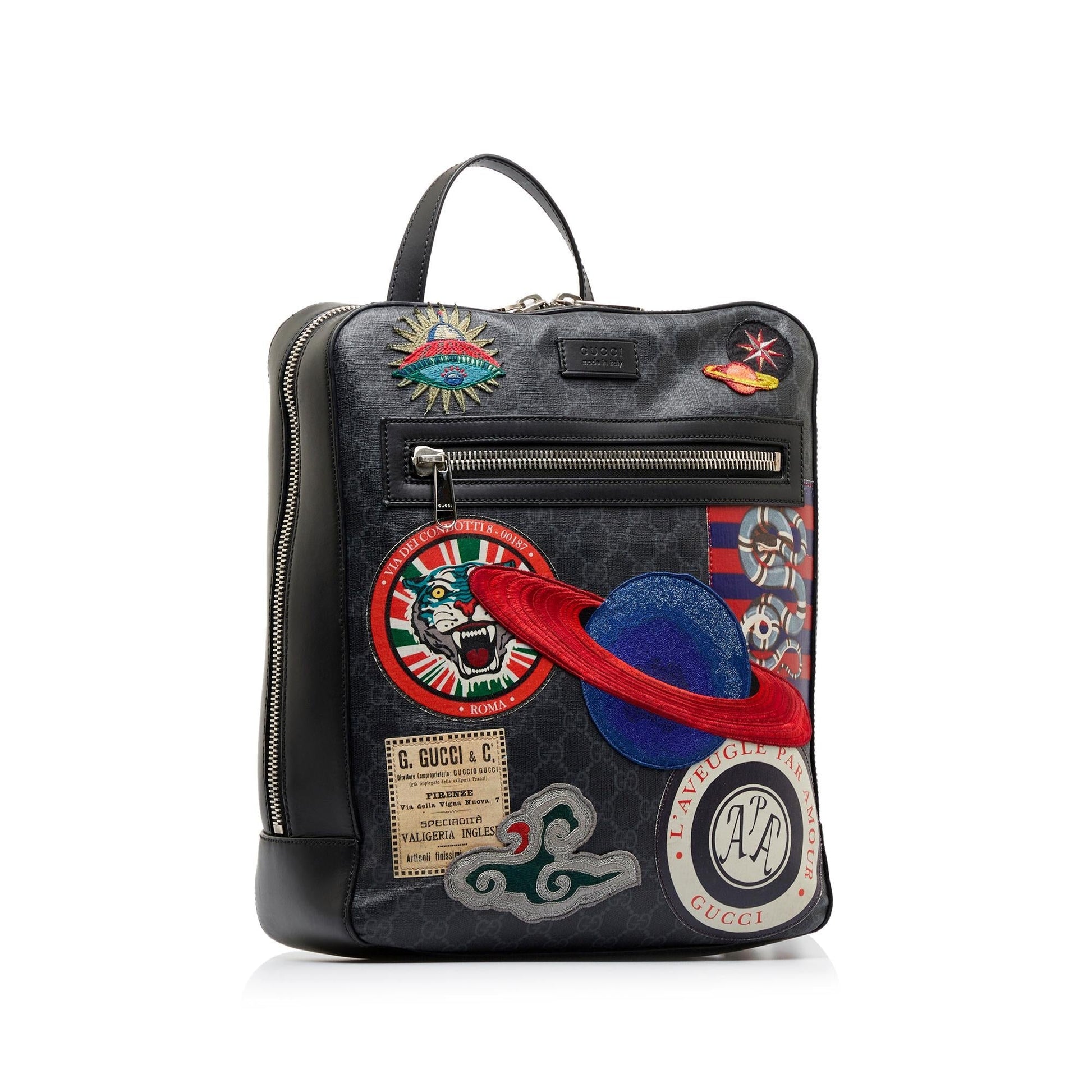 Gucci GG Supreme Night Courrier Backpack Canvas Black