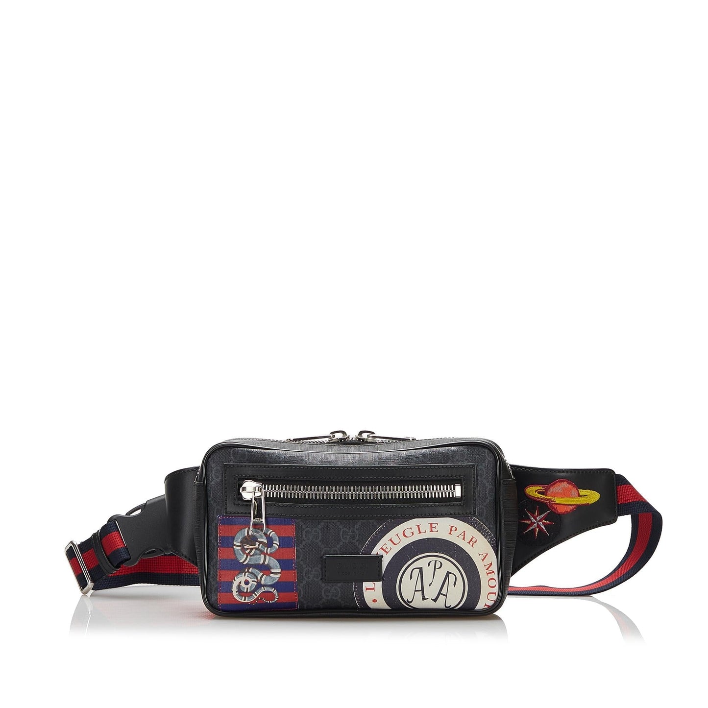 Gucci GG Supreme Night Courrier Belt Canvas Black Accessory