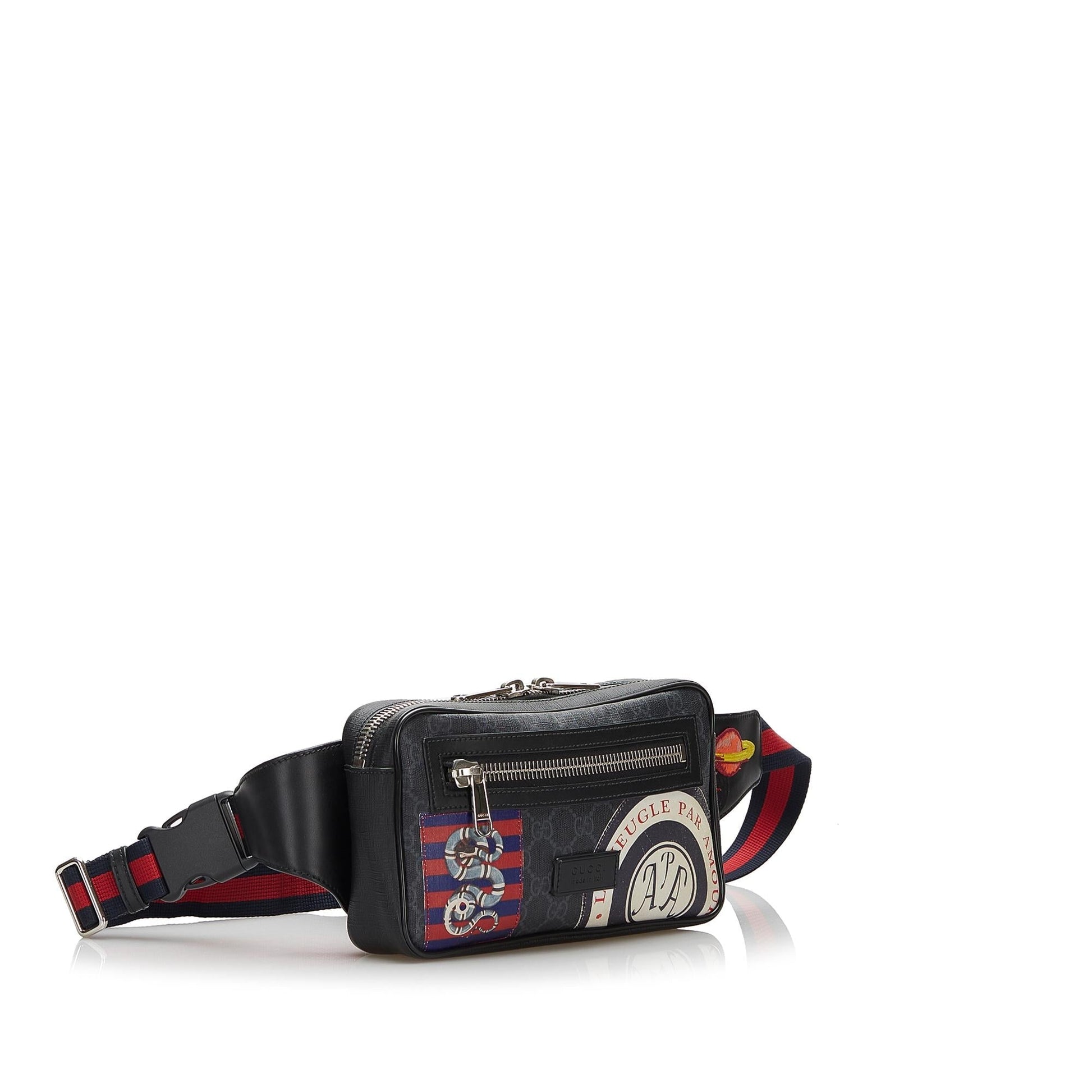 Gucci GG Supreme Night Courrier Belt Canvas Black Accessory