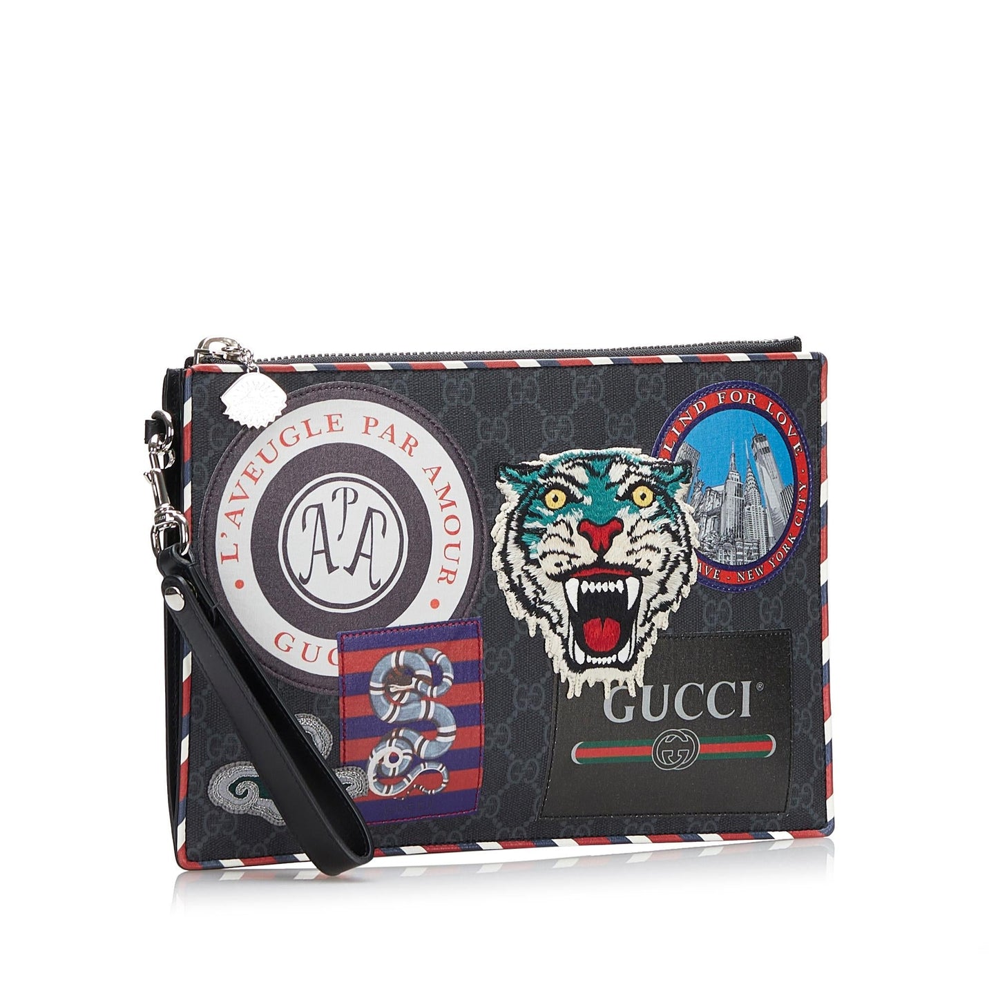Gucci GG Supreme Night Courrier SHG-tSxlo1 Canvas Black Clutch Bag