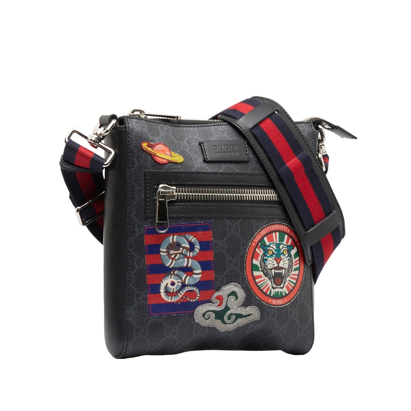 Gucci GG Supreme Night Courrier SHG-Qf1wvD Canvas Black Crossbody Bag