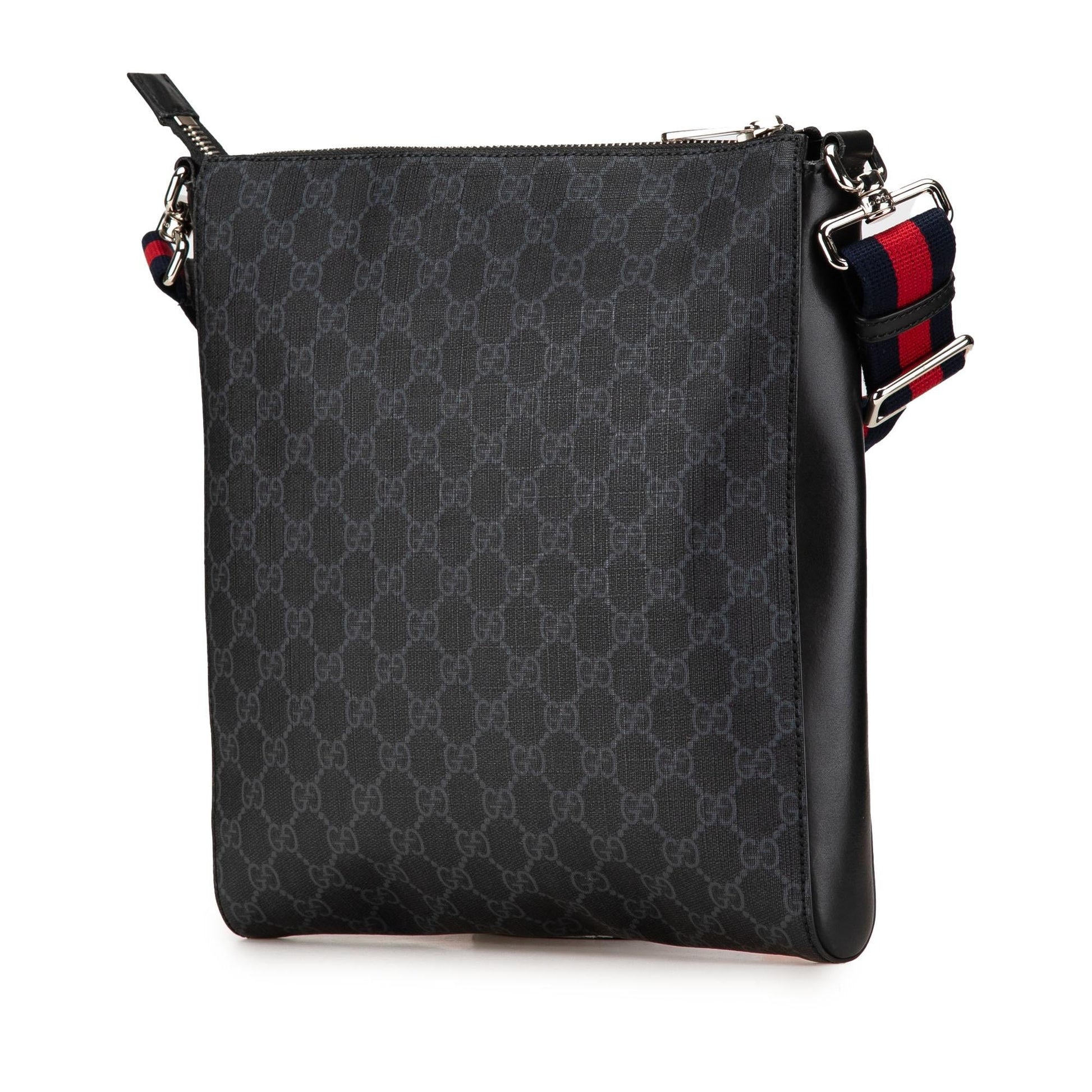 Gucci GG Supreme Night Courrier Canvas Black Crossbody Bag