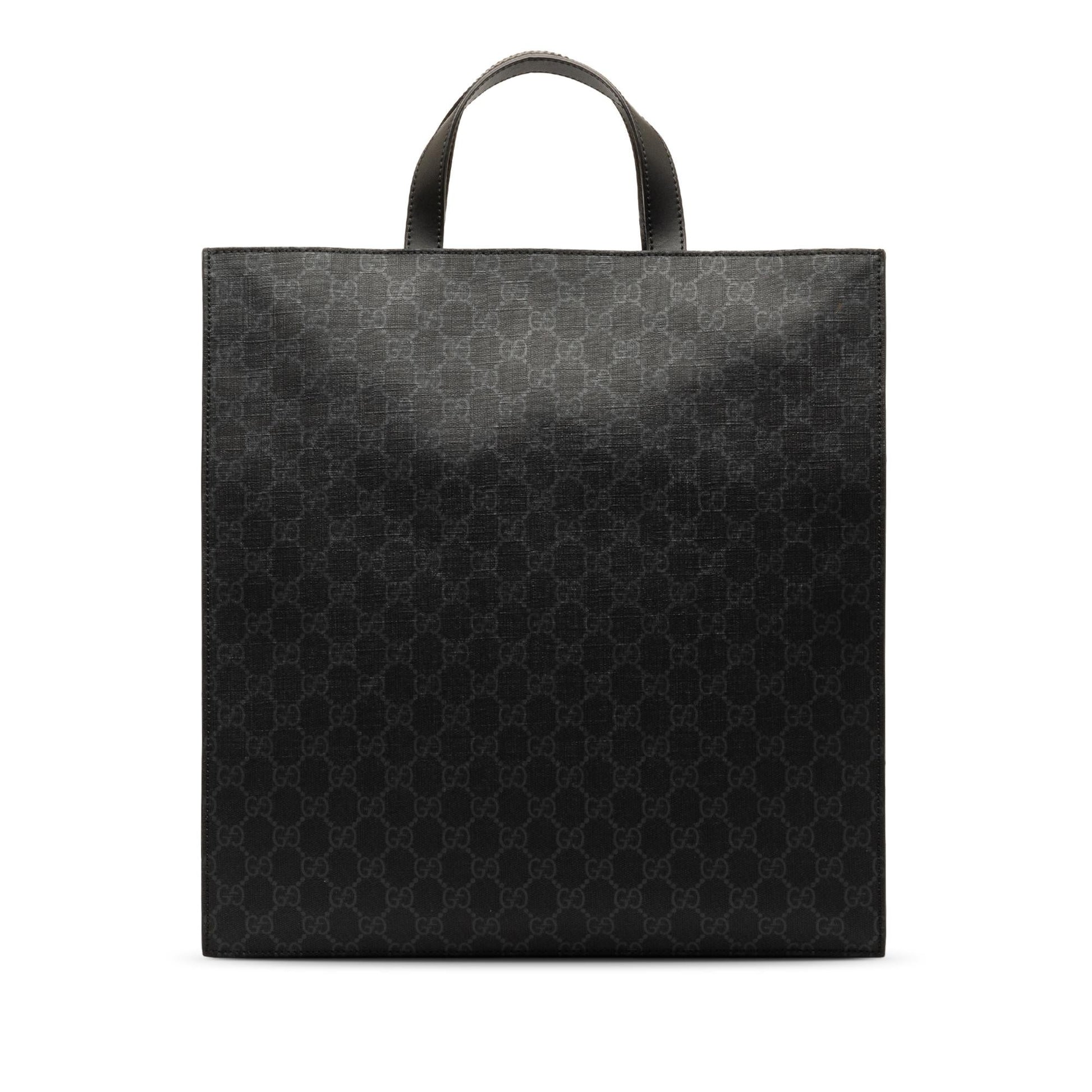 Gucci GG Supreme Night Courrier Vertical Canvas Black Satchel Bag