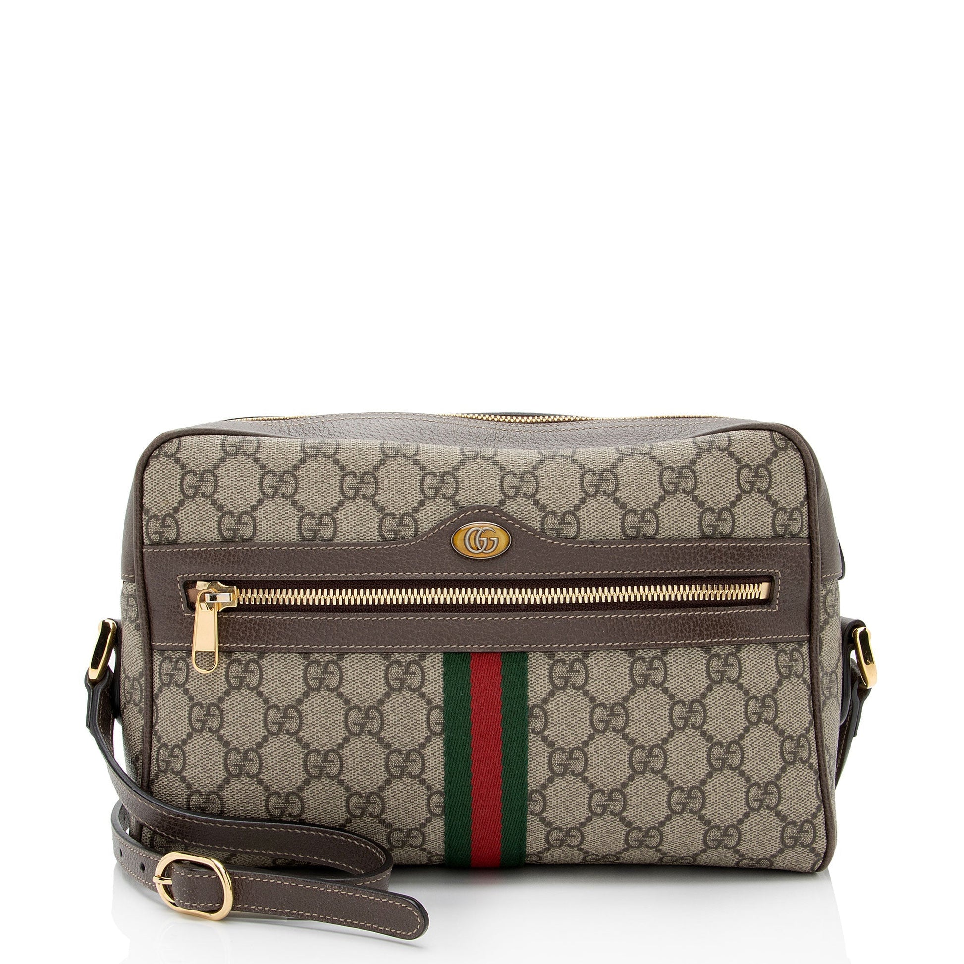 Gucci GG Supreme Ophidia Camera SHF-L4aMtl Leather Canvas Nylon Brown Crossbody Bag