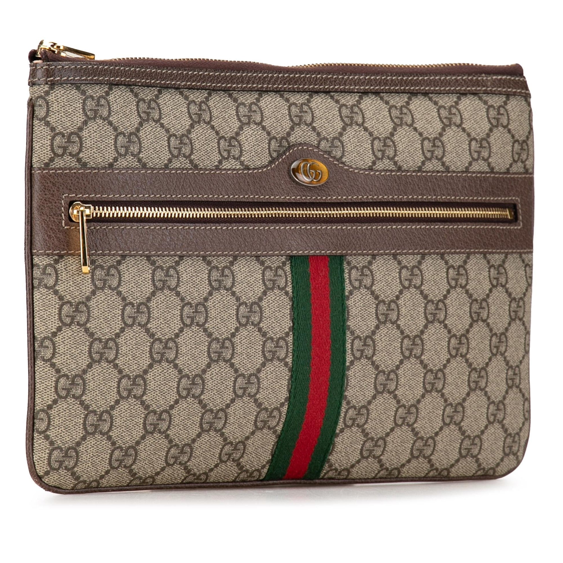 Gucci GG Supreme Ophidia SHG-iO15tk Canvas Brown Clutch Bag