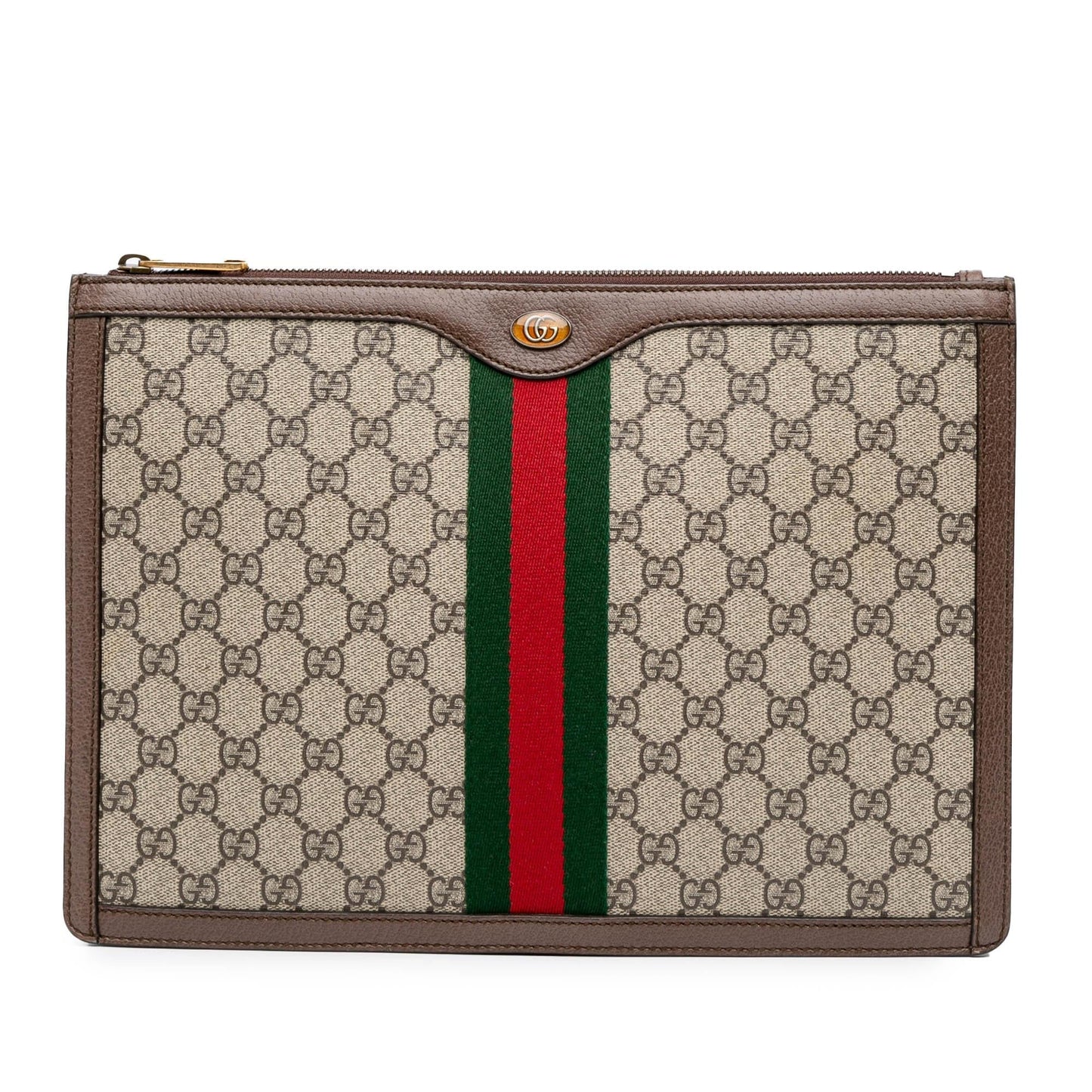 Gucci GG Supreme Ophidia Canvas Calf Brown Clutch Bag Clutch 1