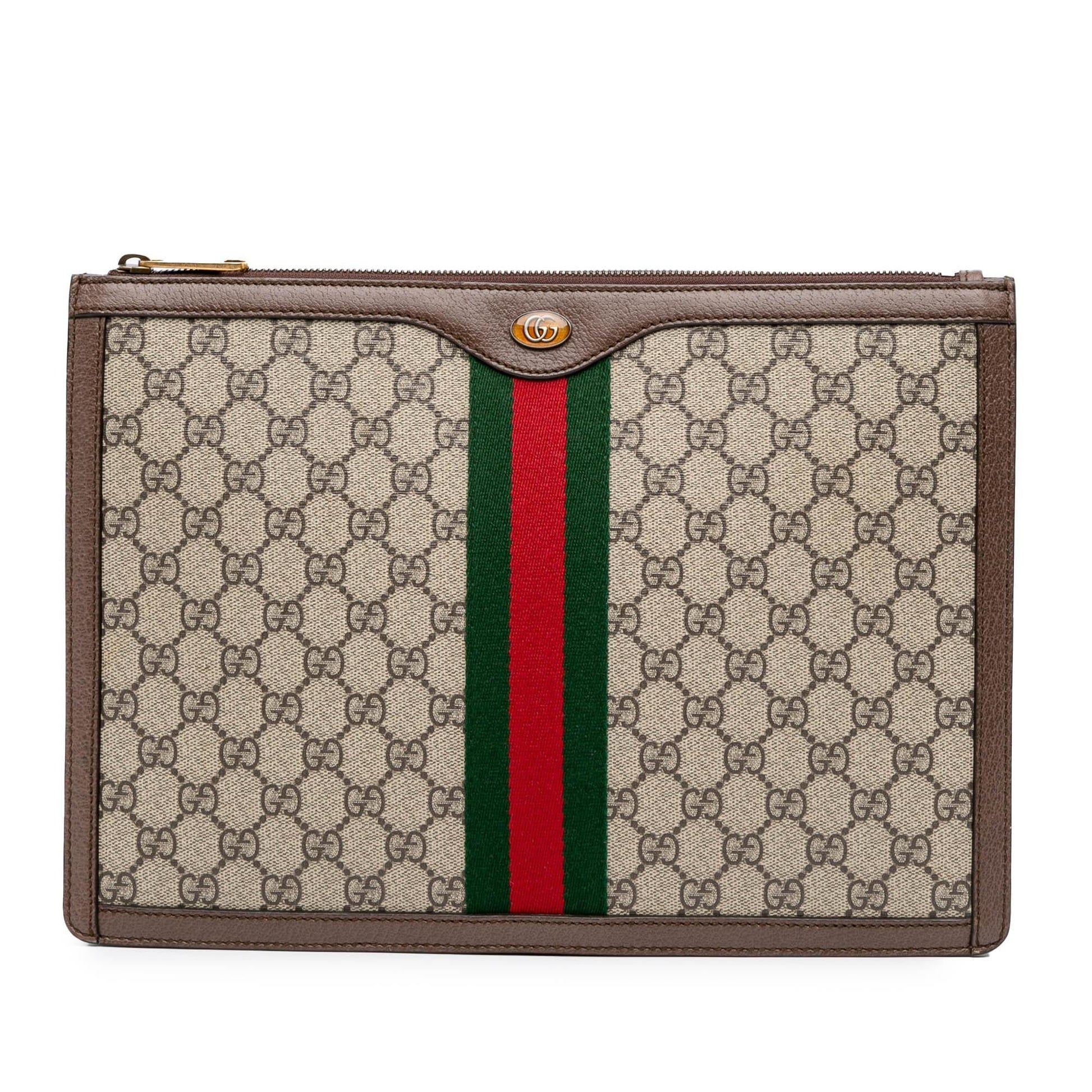 Gucci GG Supreme Ophidia Canvas Calf Brown Clutch Bag Clutch 1