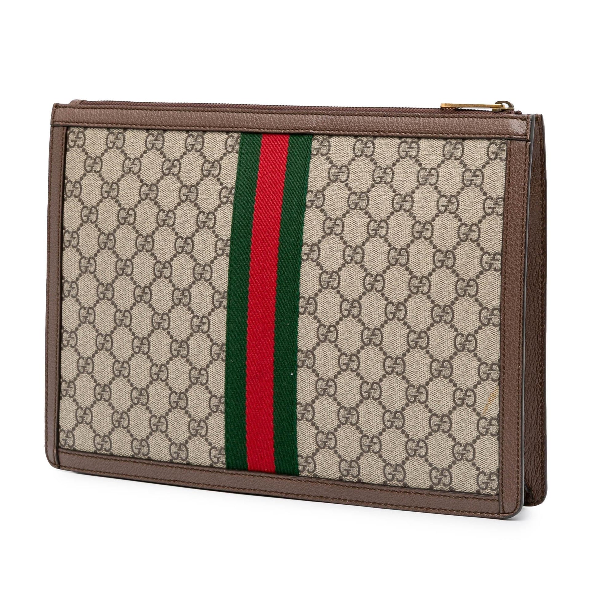 Gucci GG Supreme Ophidia Canvas Calf Brown Clutch Bag Clutch 1