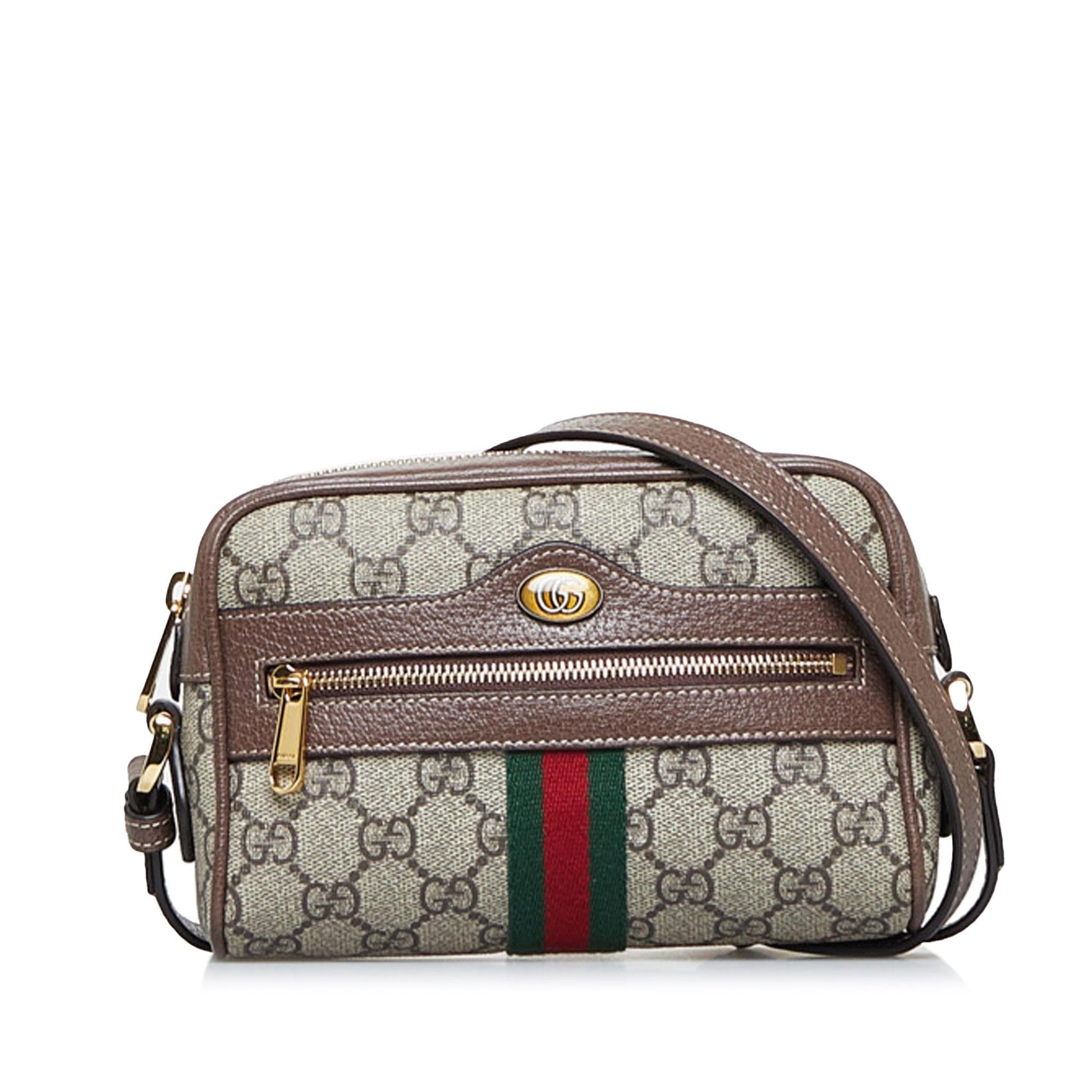Gucci GG Supreme Ophidia SHG-k1gqtW Canvas Calf Brown Crossbody Bag