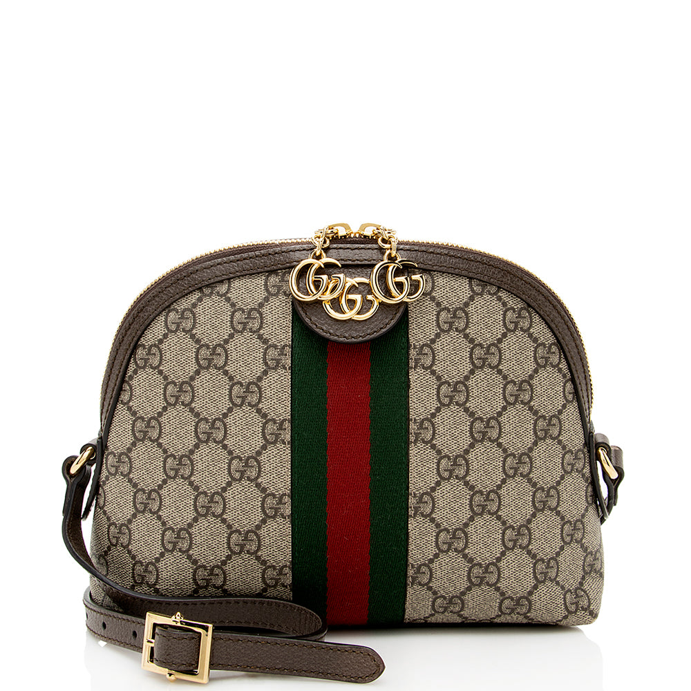 Gucci GG Supreme Ophidia Dome SHF Leather Canvas Nylon Brown Crossbody Bag Bag Shf