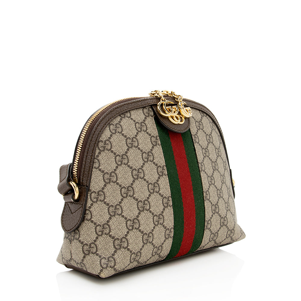 Gucci GG Supreme Ophidia Dome SHF Leather Canvas Nylon Brown Crossbody Bag Bag Shf