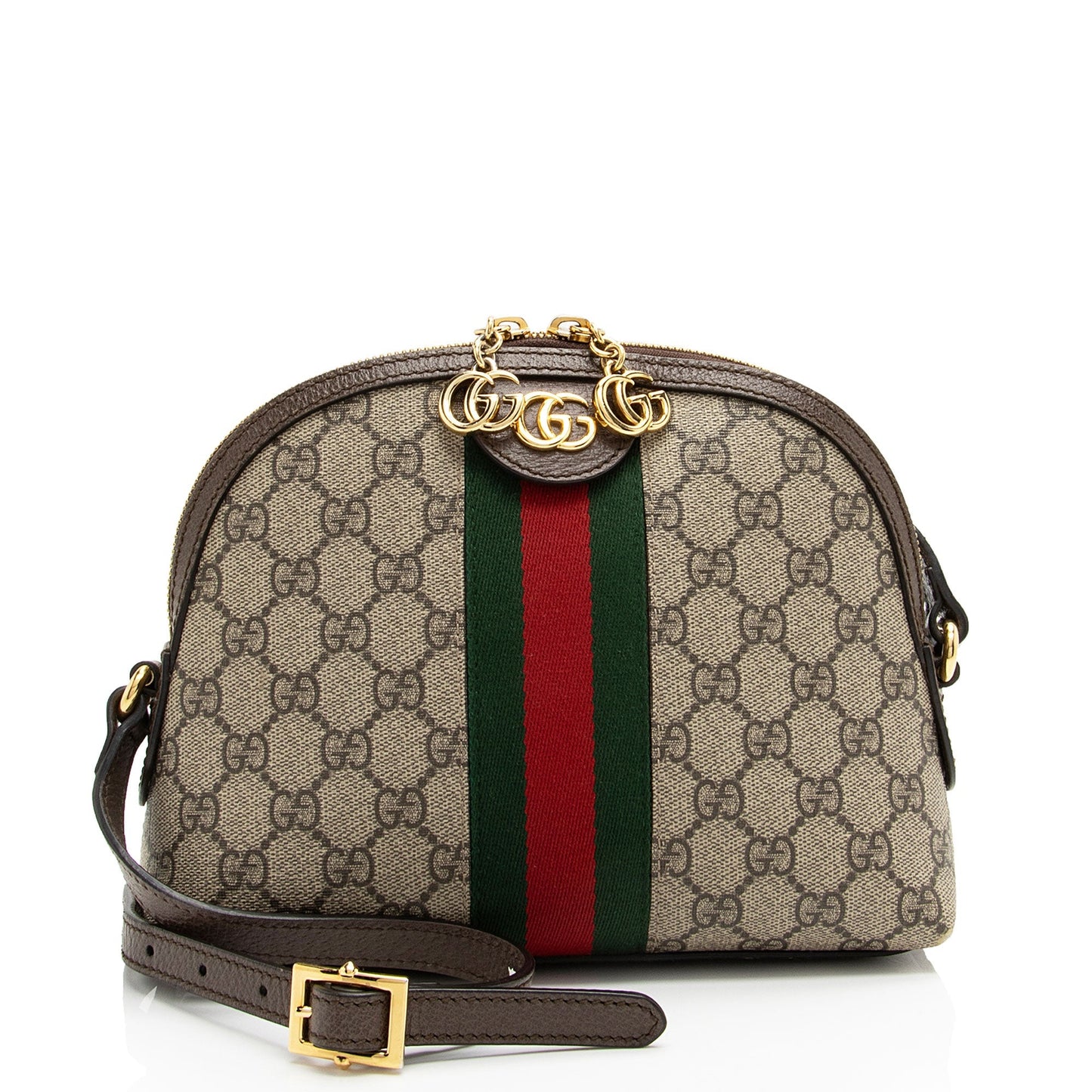 Gucci GG Supreme Ophidia Dome SHF-NZZCK4 Leather Canvas Nylon Brown Crossbody Bag