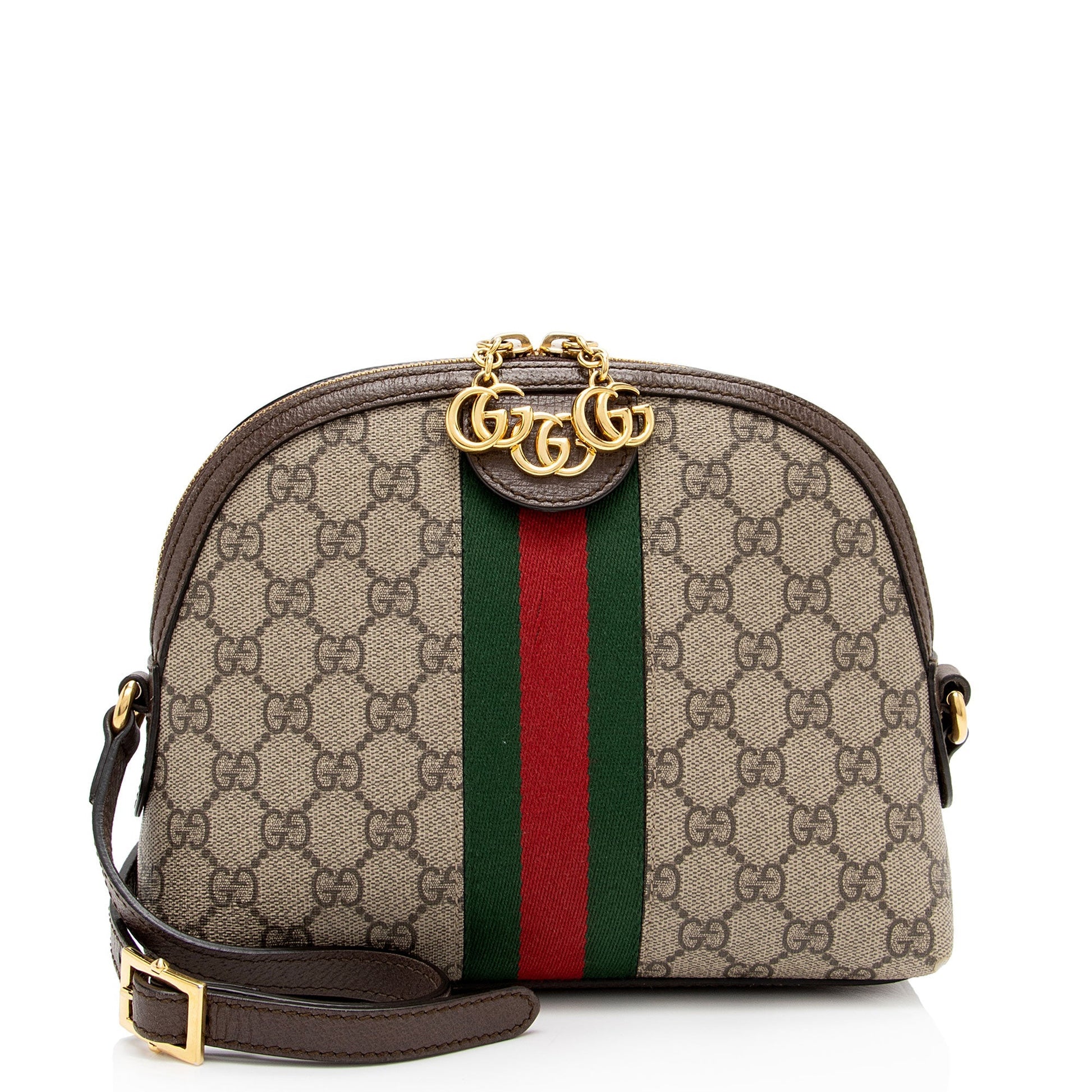 Gucci GG Supreme Ophidia Dome SHF-Y7ZqHY Leather Canvas Nylon Brown Crossbody Bag