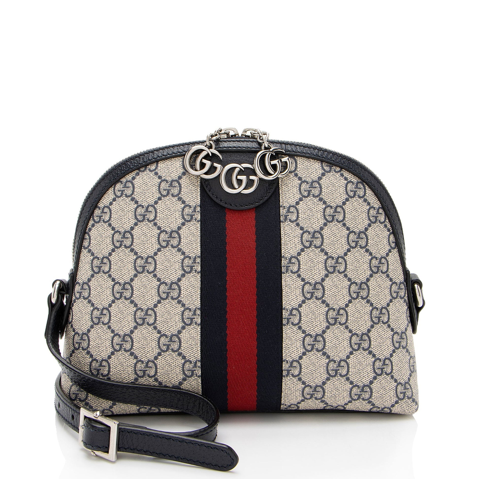 Gucci GG Supreme Ophidia Dome Leather Canvas Nylon Beige Shoulder Bag