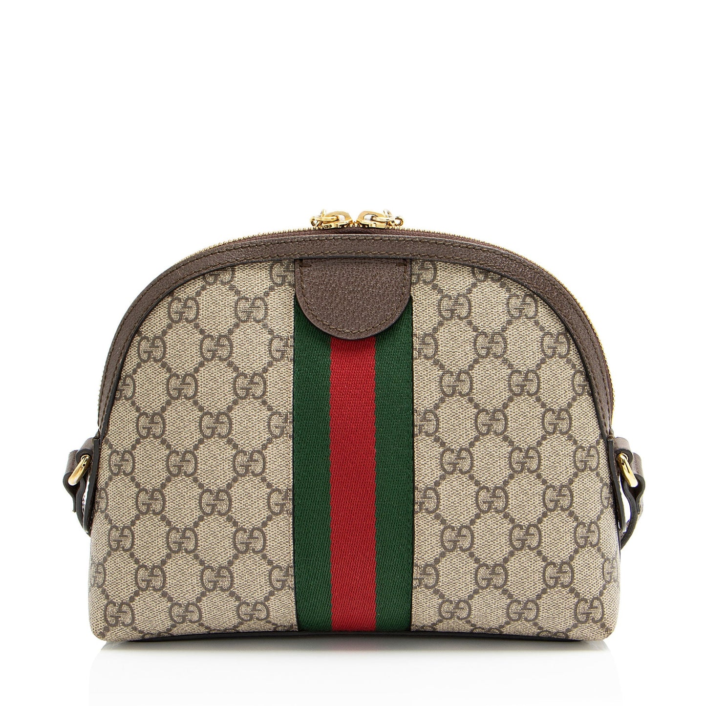 Gucci GG Supreme Ophidia Dome Leather Canvas Nylon Brown Shoulder Bag Shf 03Mjkj
