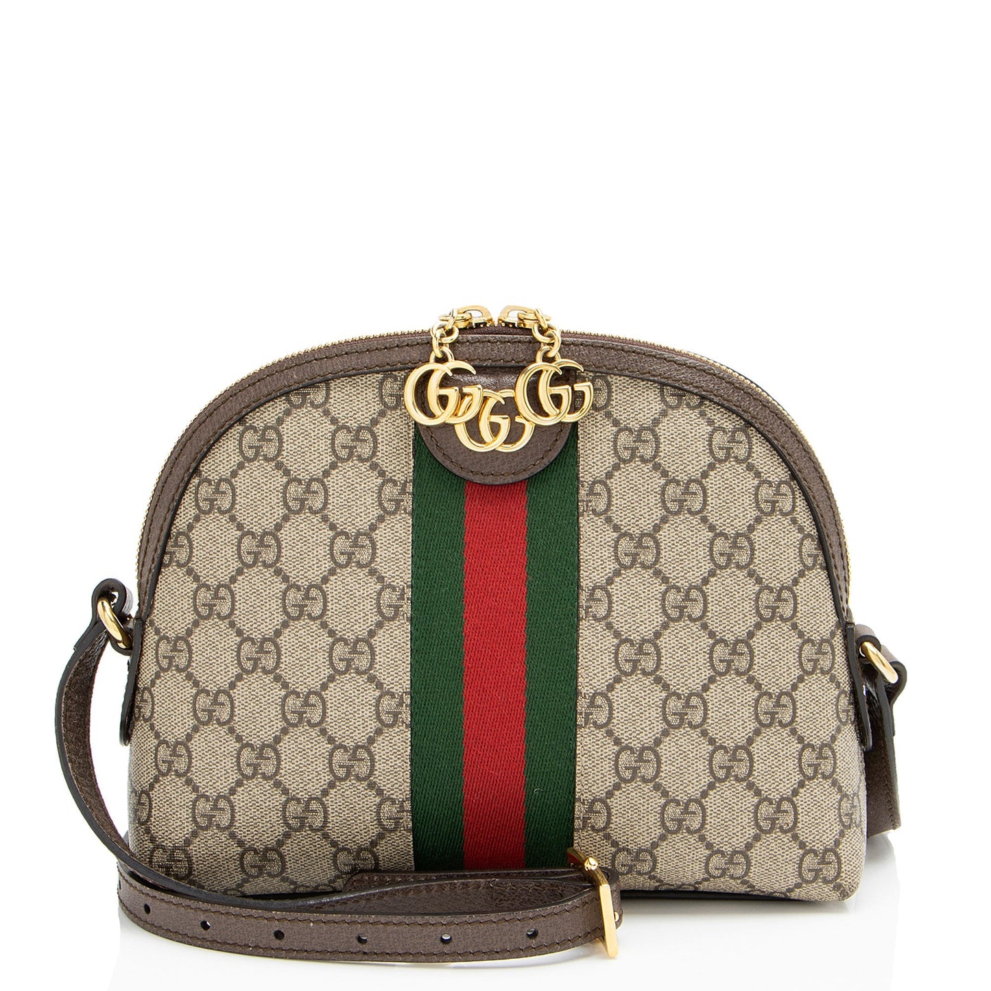 Gucci GG Supreme Ophidia Dome Leather Canvas Nylon Brown Shoulder Bag Shf 03Mjkj