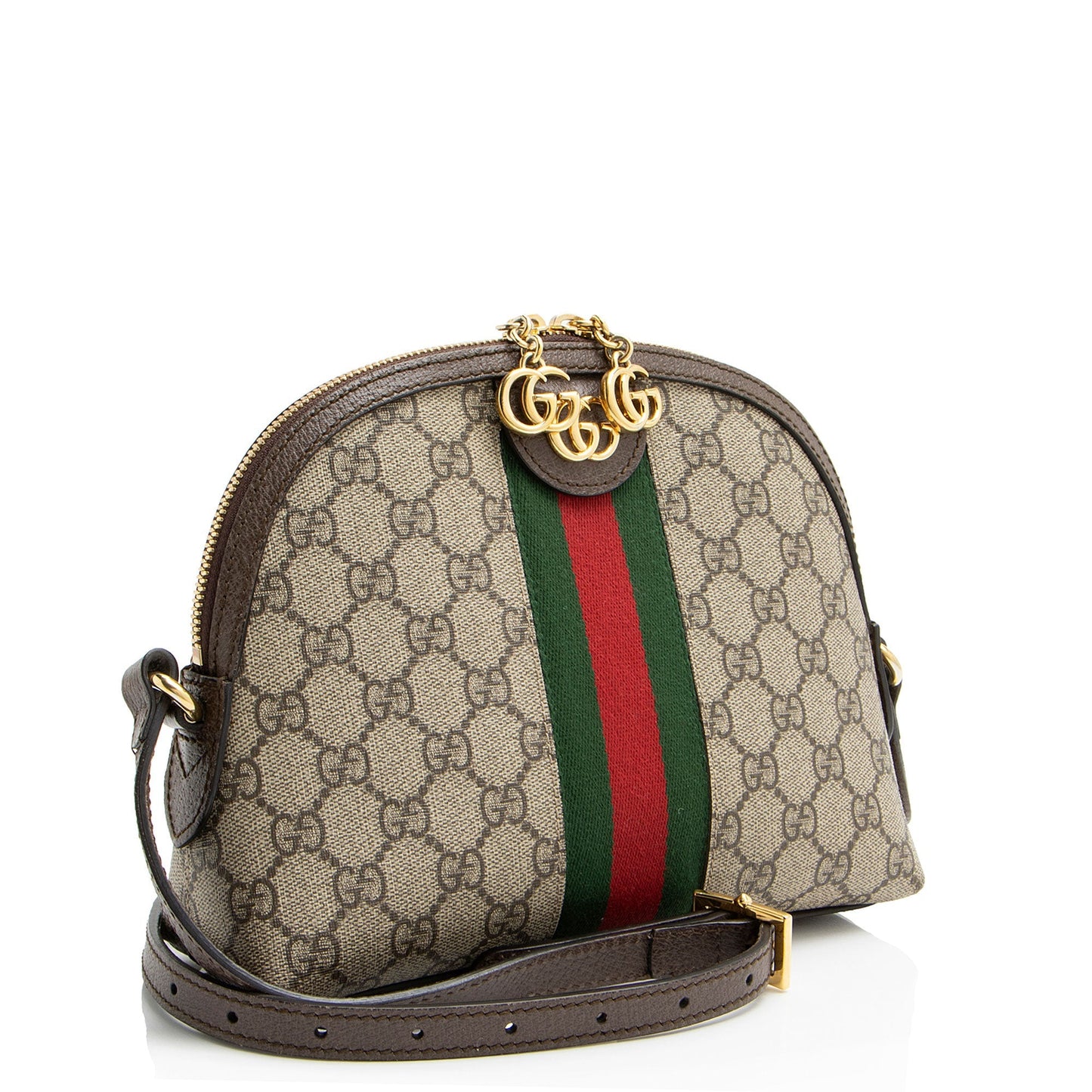 Gucci GG Supreme Ophidia Dome Leather Canvas Nylon Brown Shoulder Bag Shf 03Mjkj