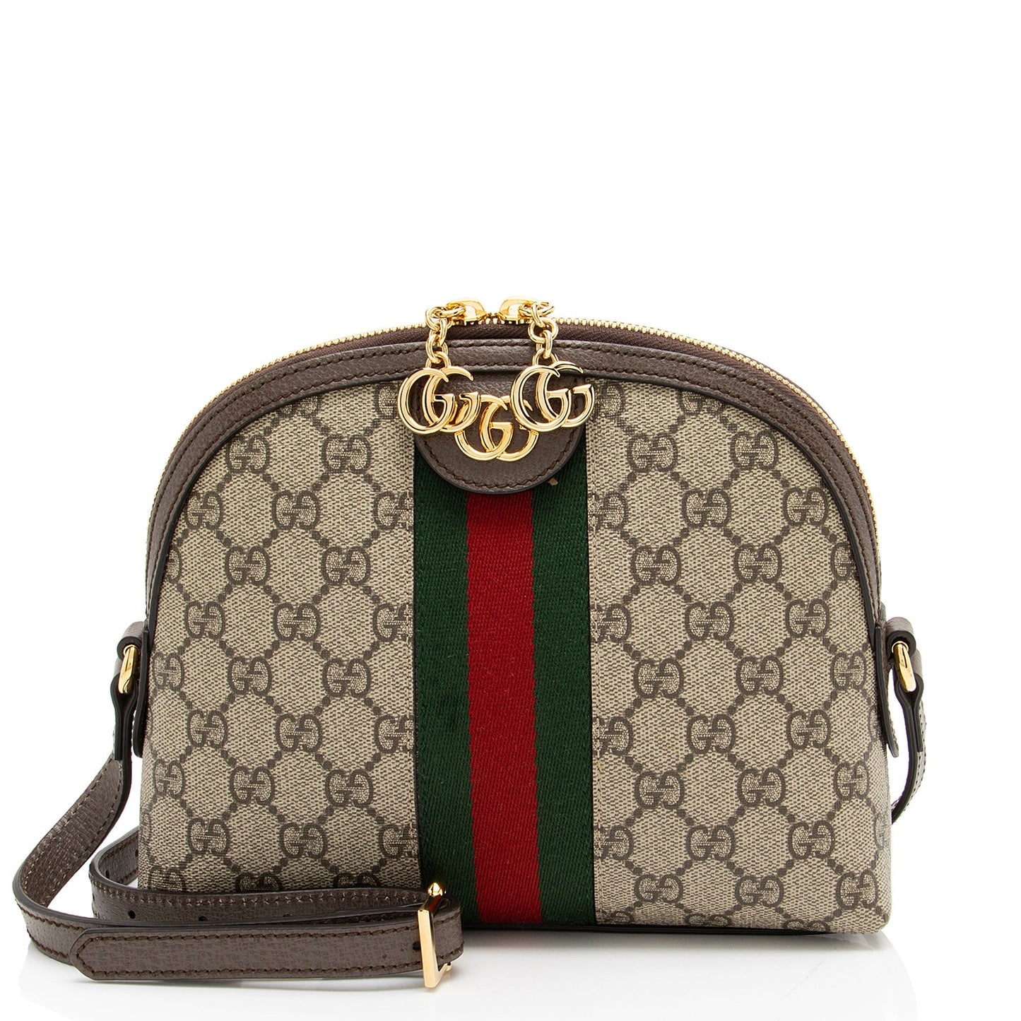 Gucci GG Supreme Ophidia Dome Leather Canvas Nylon Brown Shoulder Bag Shoulder Bag