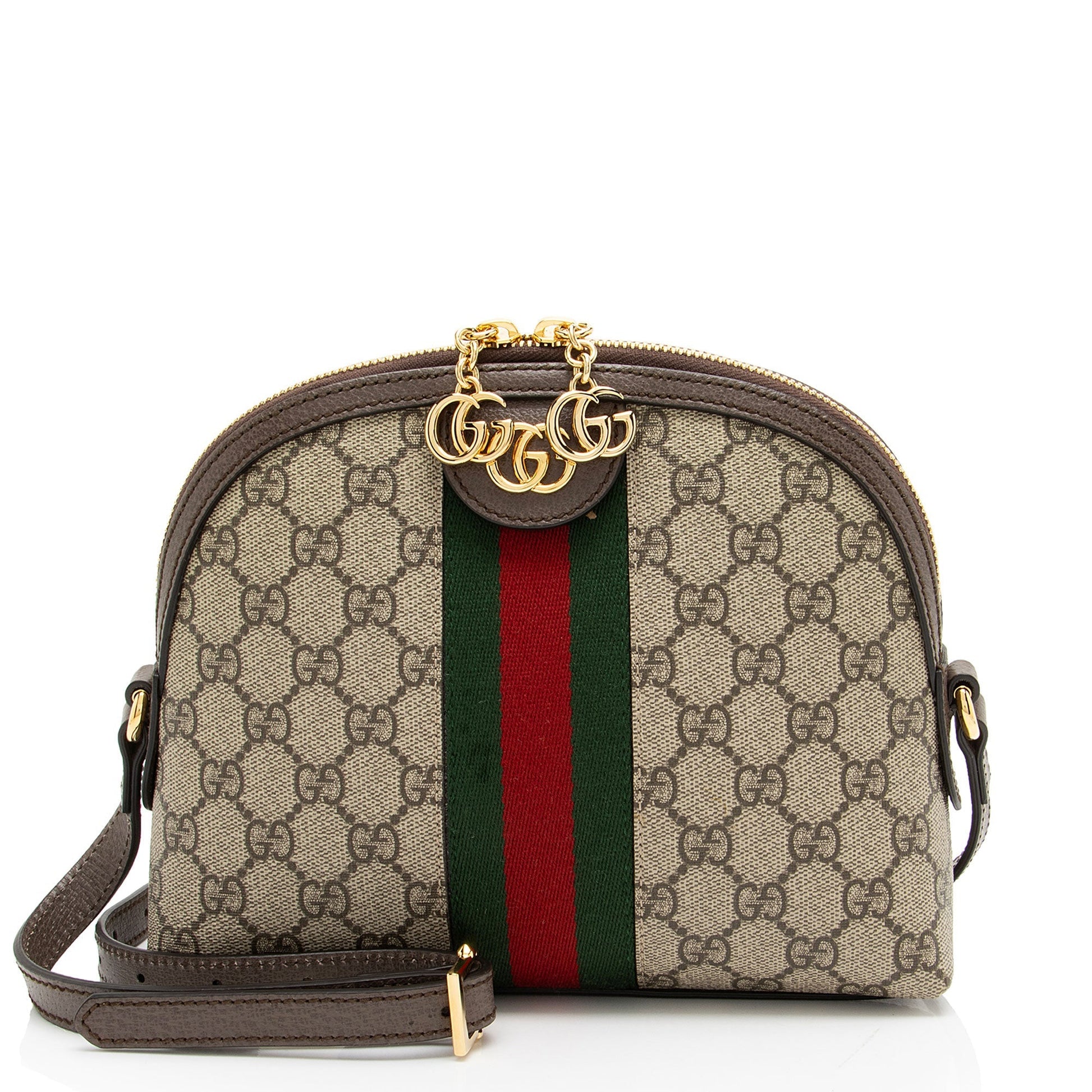 Gucci GG Supreme Ophidia Dome Leather Canvas Nylon Brown Shoulder Bag Shoulder Bag