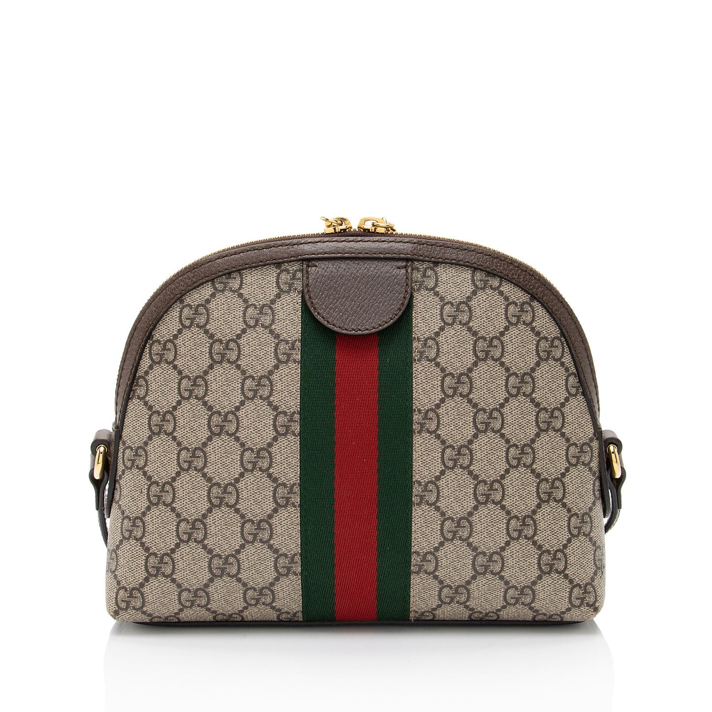 Gucci GG Supreme Ophidia Dome Leather Canvas Nylon Brown Shoulder Bag