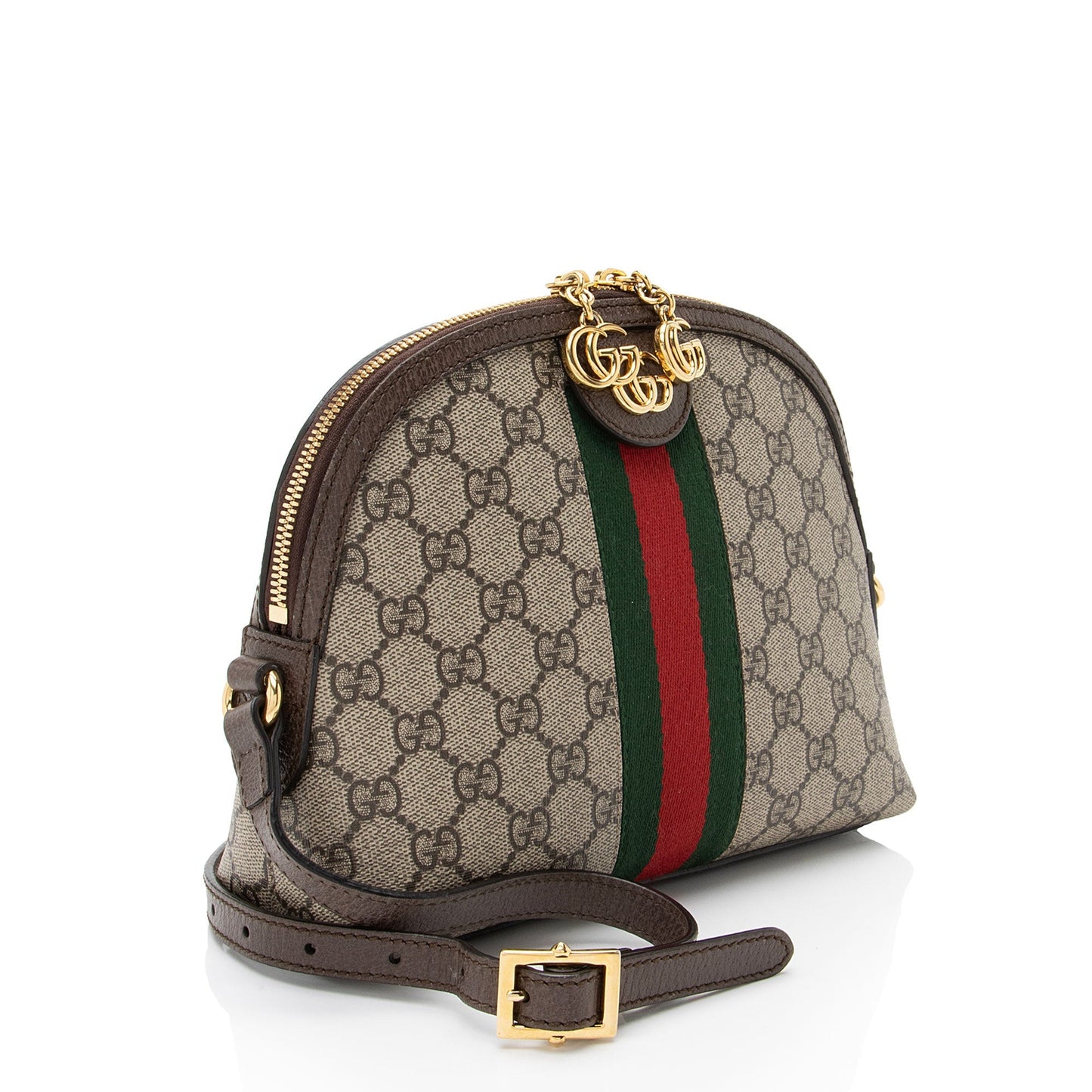 Gucci GG Supreme Ophidia Dome Leather Canvas Nylon Brown Shoulder Bag