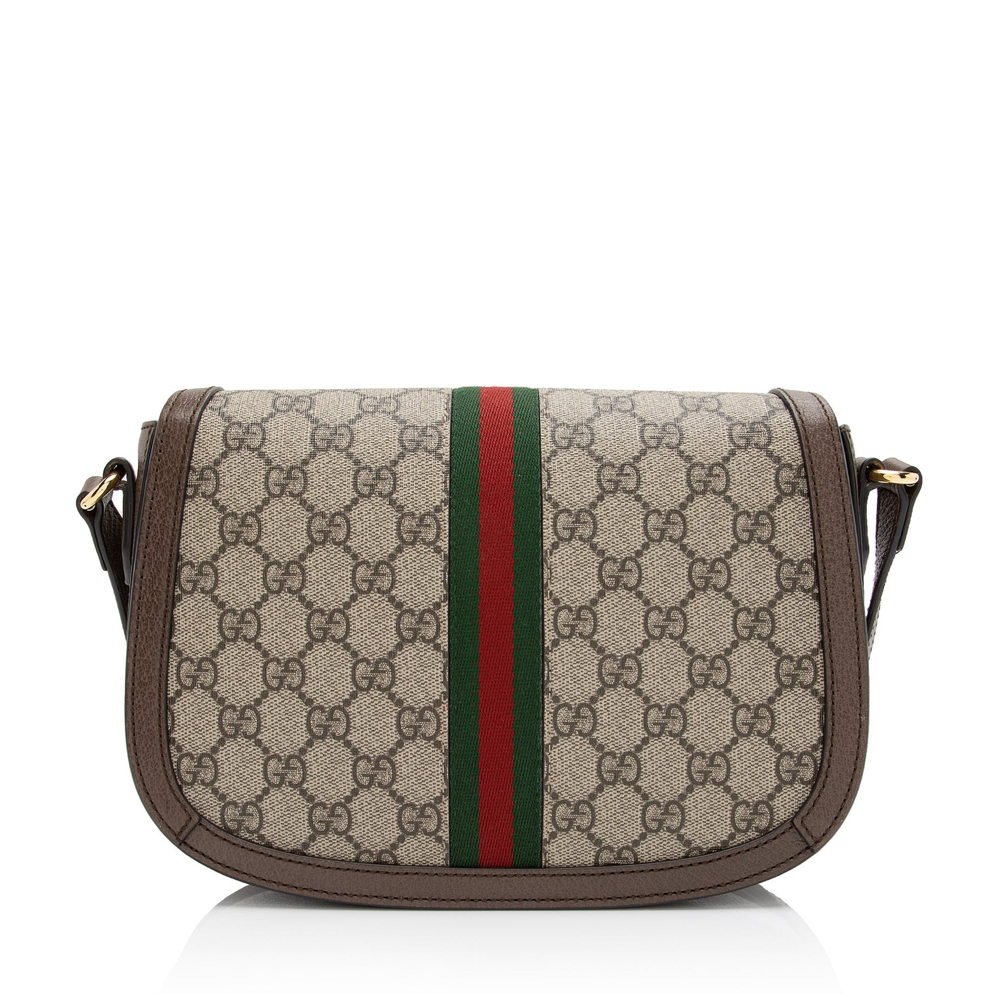 Gucci GG Supreme Ophidia Flap Messenger Leather Canvas Nylon Brown Shoulder Bag Shf Z9Zgxy