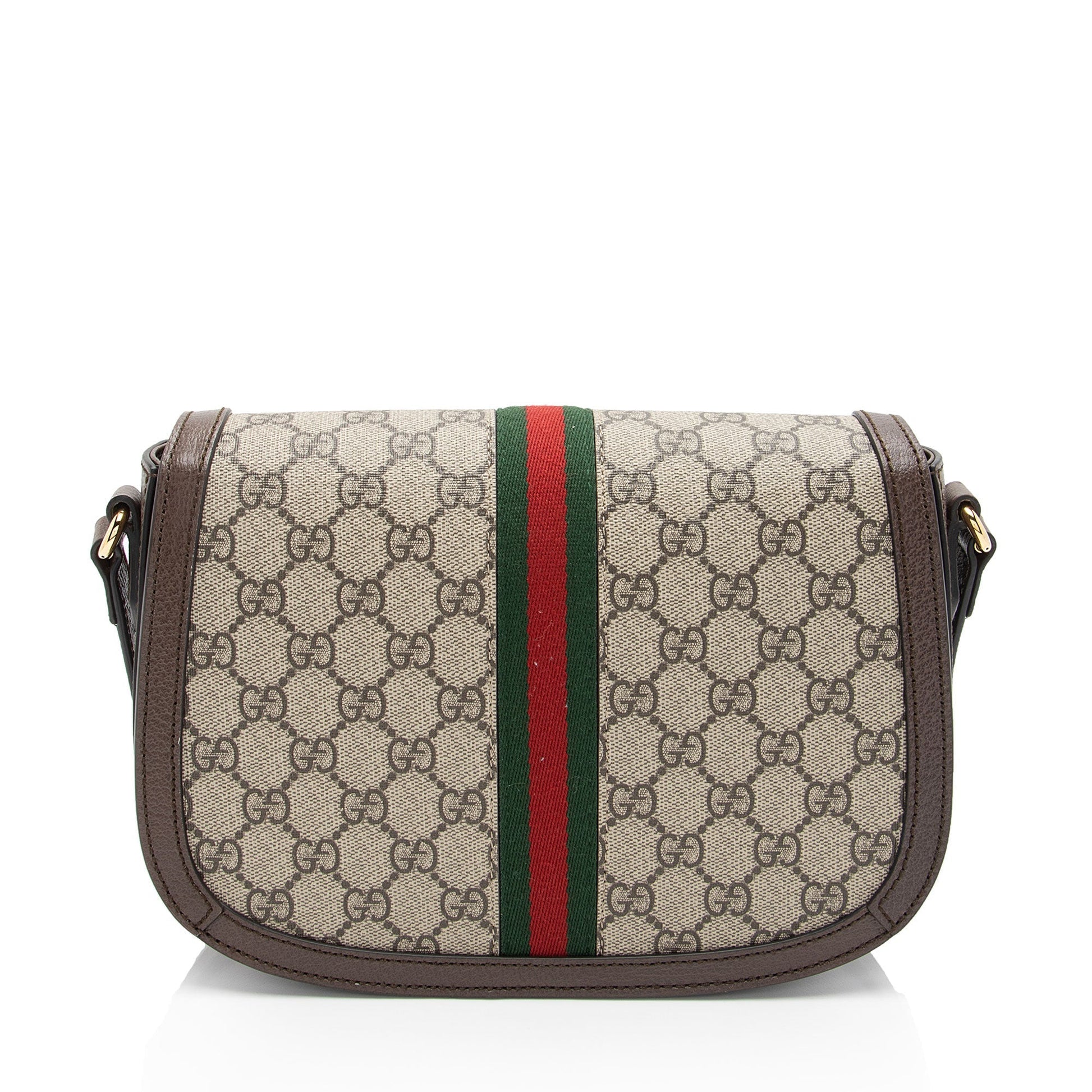Gucci GG Supreme Ophidia Flap Messenger Leather Canvas Nylon Brown Shoulder Bag Shf 6Fvzgf