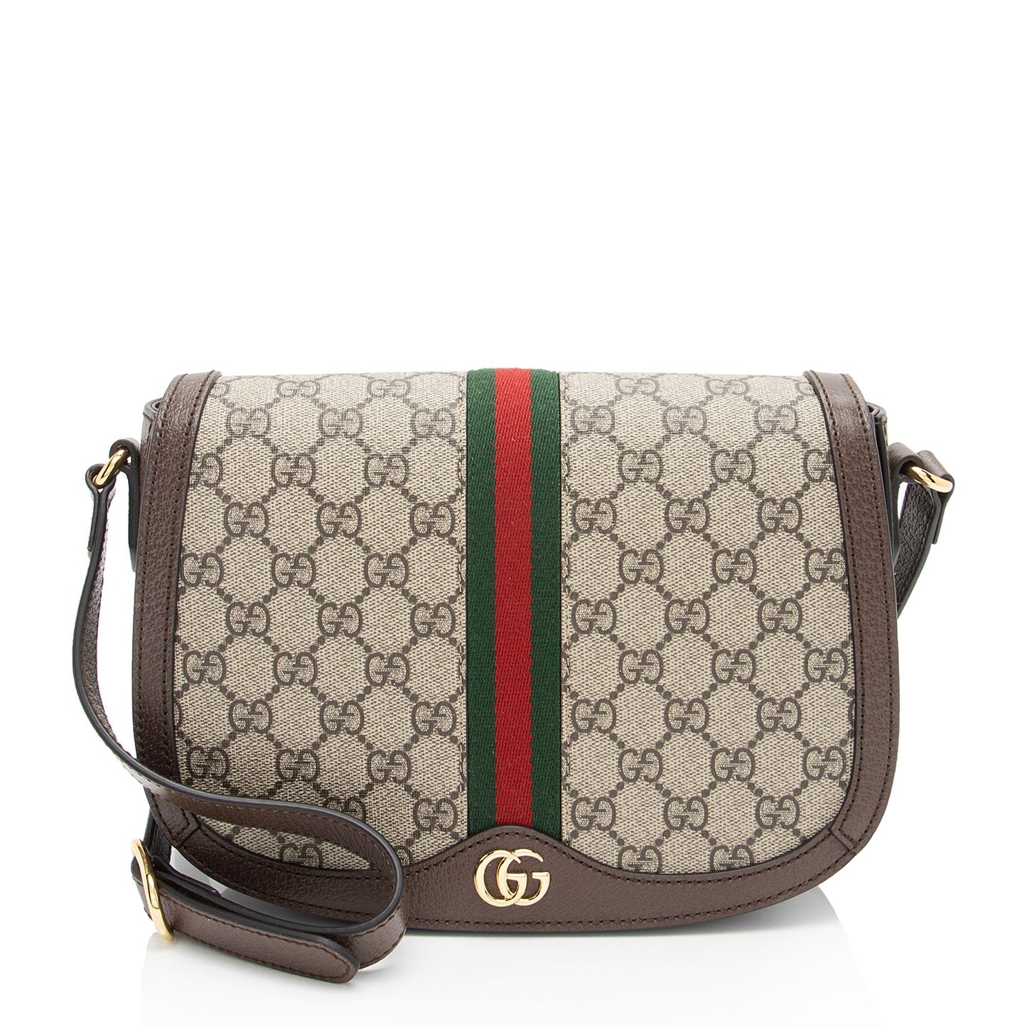 Gucci GG Supreme Ophidia Flap Messenger Leather Canvas Nylon Brown Shoulder Bag Shf 6Fvzgf