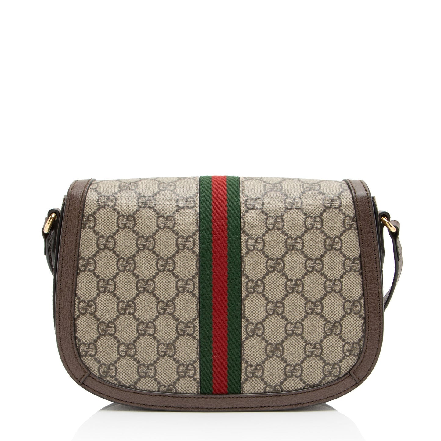 Gucci GG Supreme Ophidia Flap Messenger Leather Canvas Nylon Brown Shoulder Bag